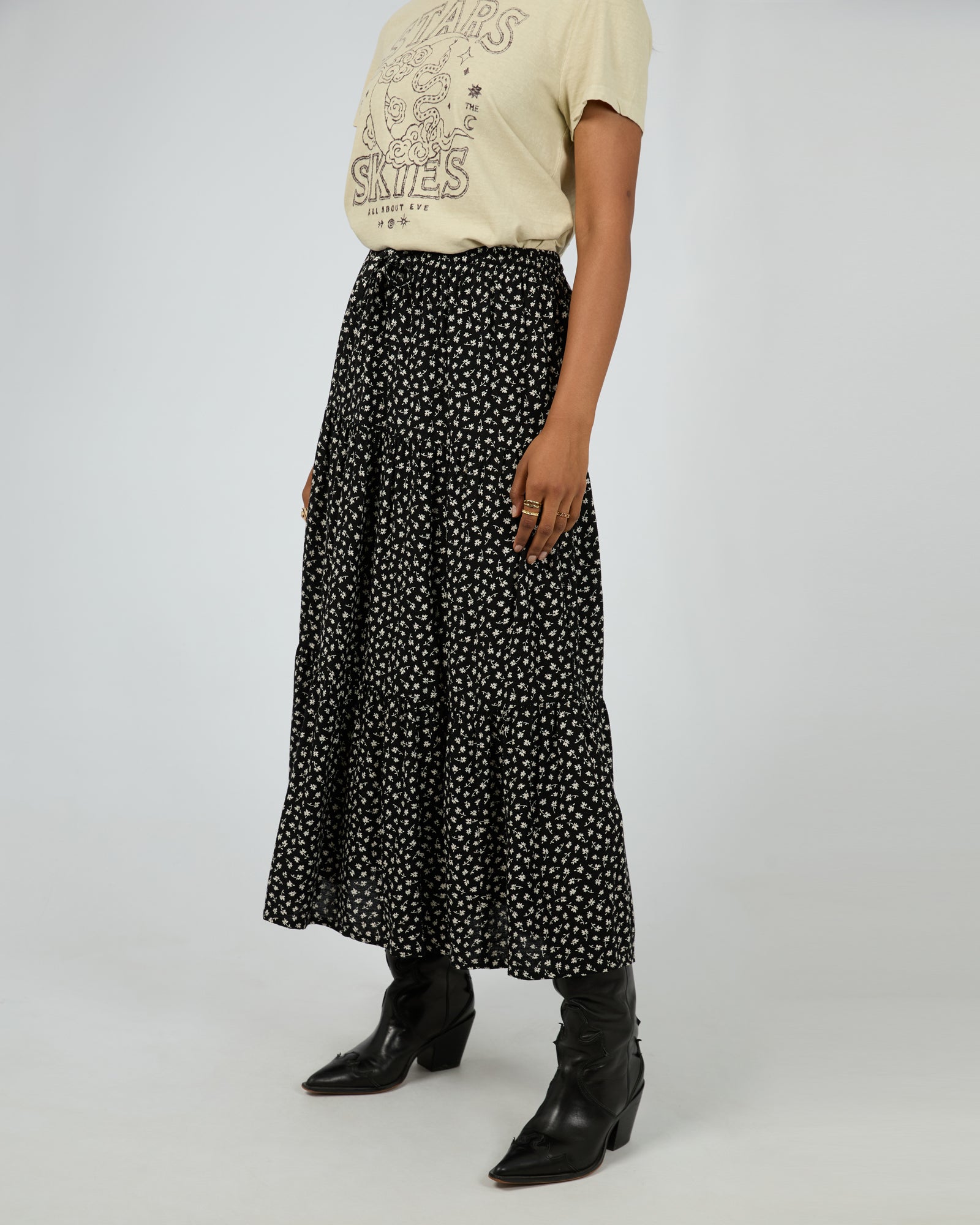 All About Eve - Wren Maxi Skirt - Black Print