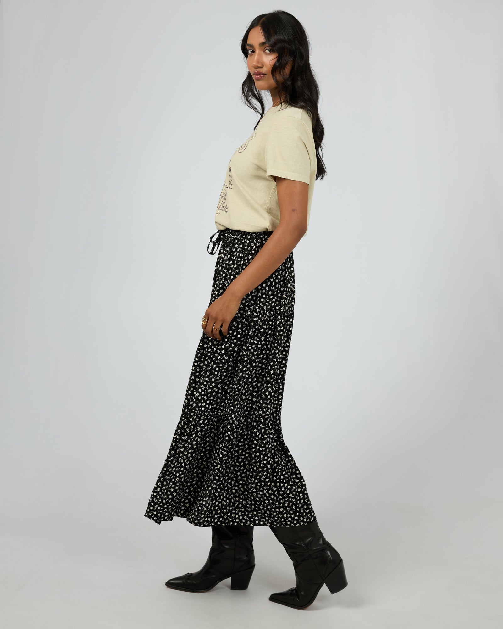 All About Eve - Wren Maxi Skirt - Black Print