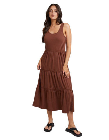 All About Eve - Linen Midi Dress - Brown