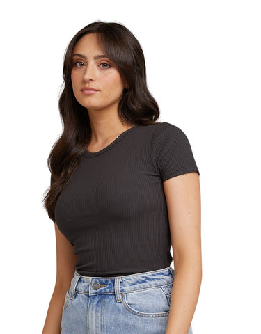 All About Eve - Eve Rib Baby Tee - Washed Black