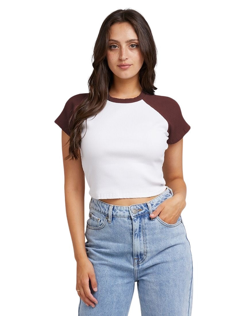 All About Eve - Eve Ringer Rib Tee - Brown