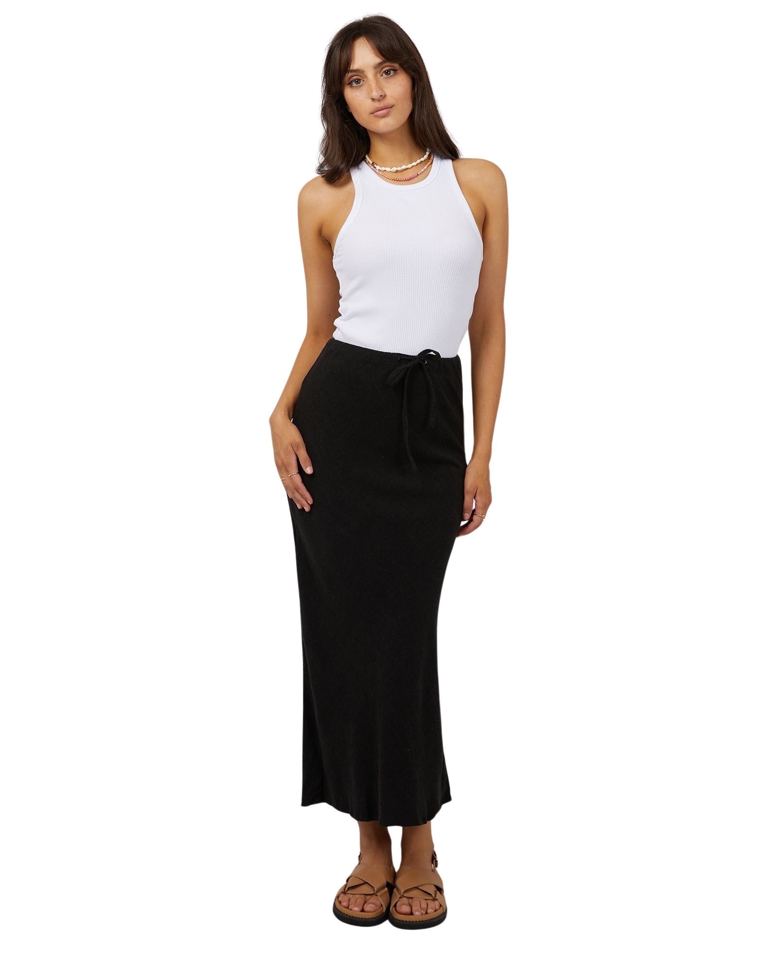 All About Eve - Luxe Linen Maxi Skirt - Black