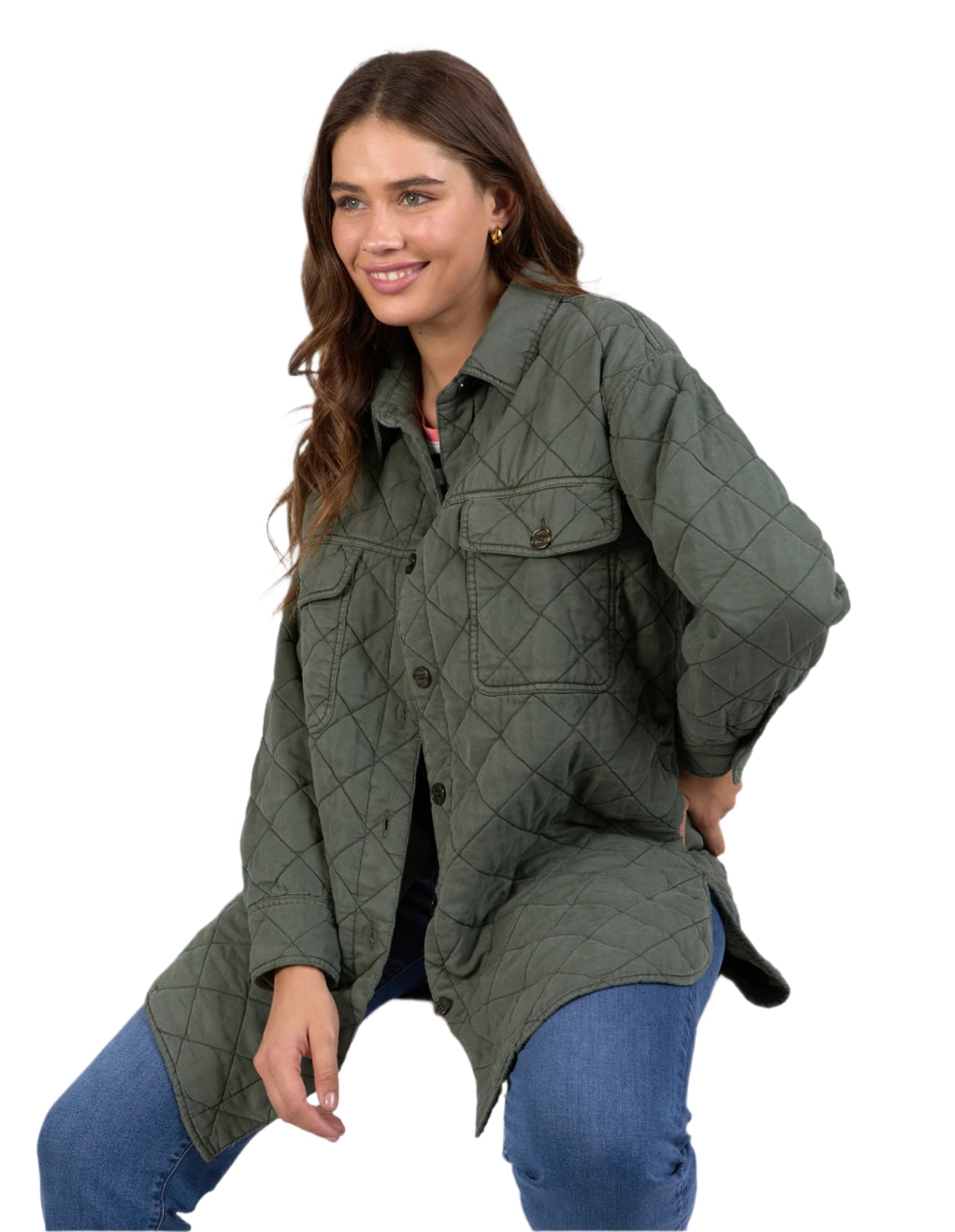 Katie Quilted Shacket Basil