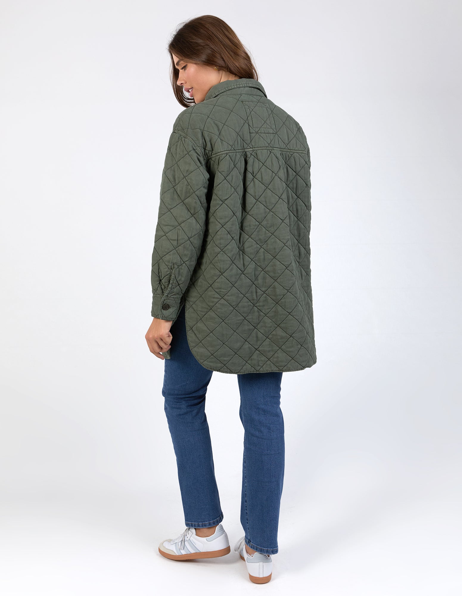 Elm - Katie Quilted Shacket - Basil