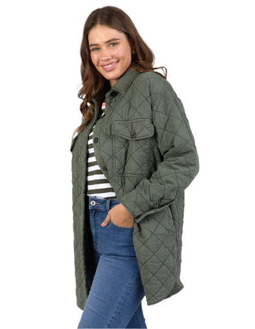 Katie Quilted Shacket Basil