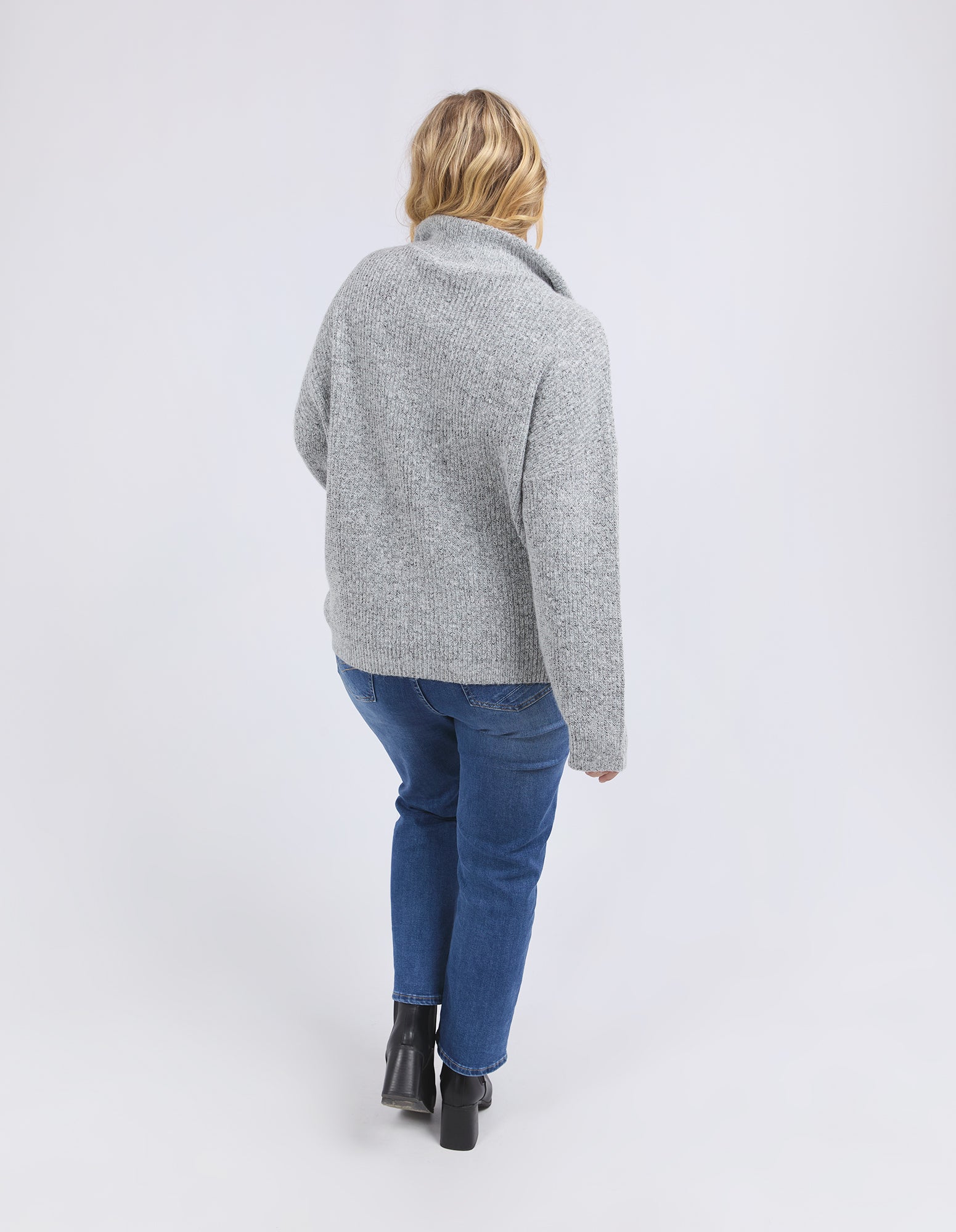 Elm - Bron Button Knit - Grey Marle
