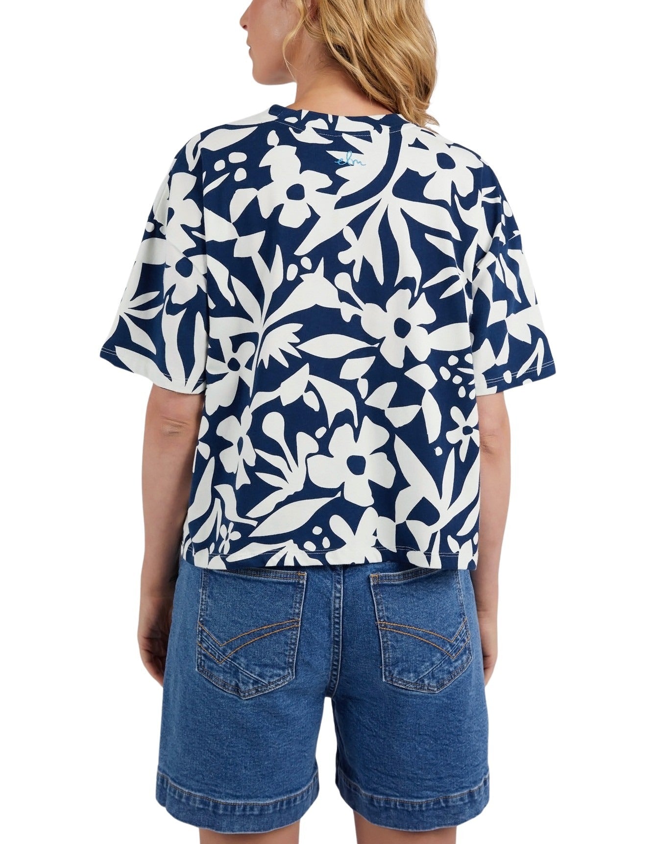 Elm - Stencil Floral Tee - Navy Floral Print