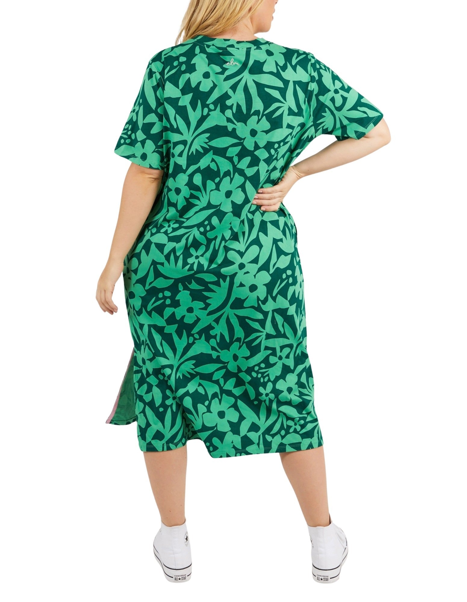 Elm - Stencil Floral Tee Dress - Greenbriar Floral Print