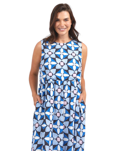 Elm - Painted Tile Dress - Geo Print