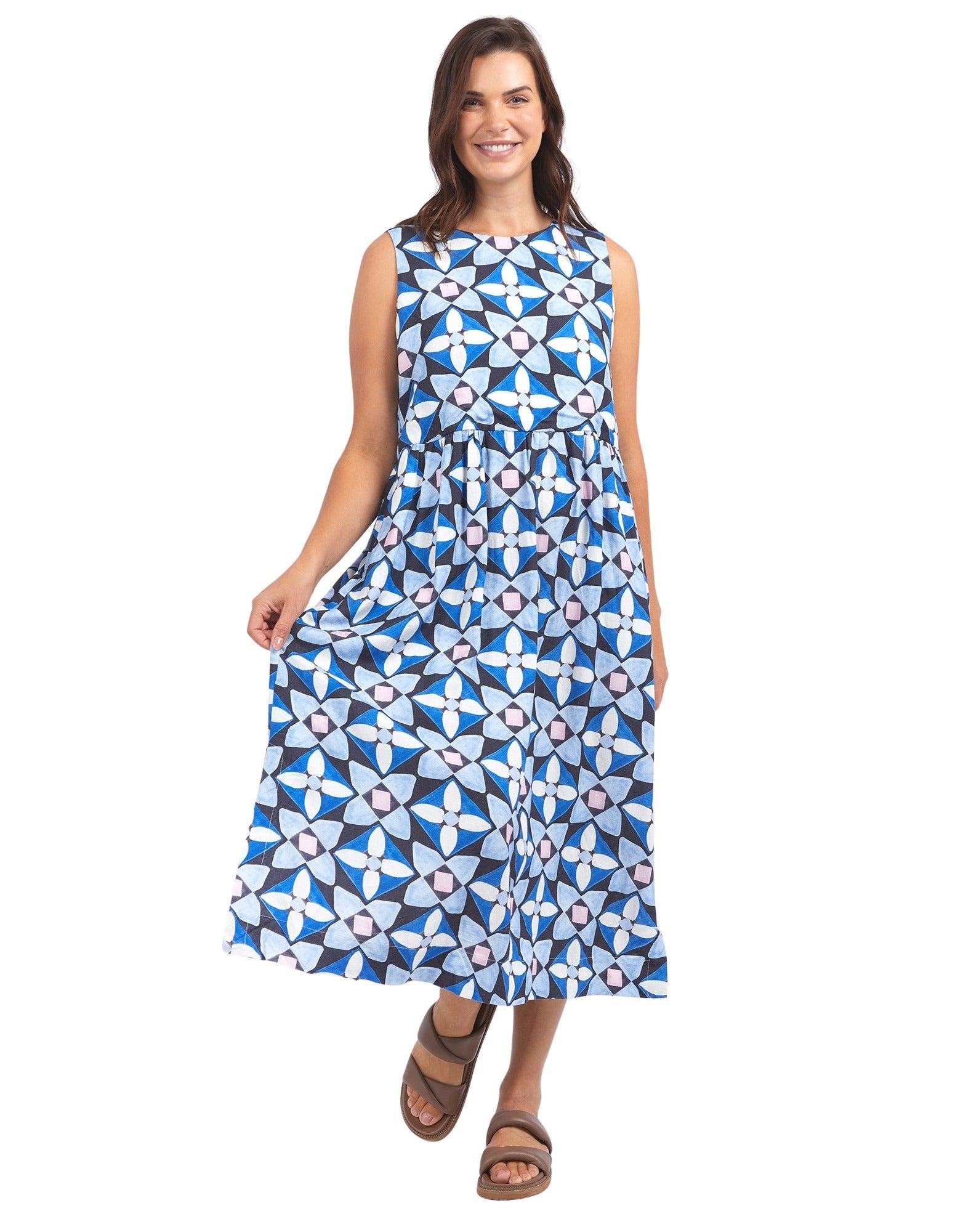 Elm - Painted Tile Dress - Geo Print