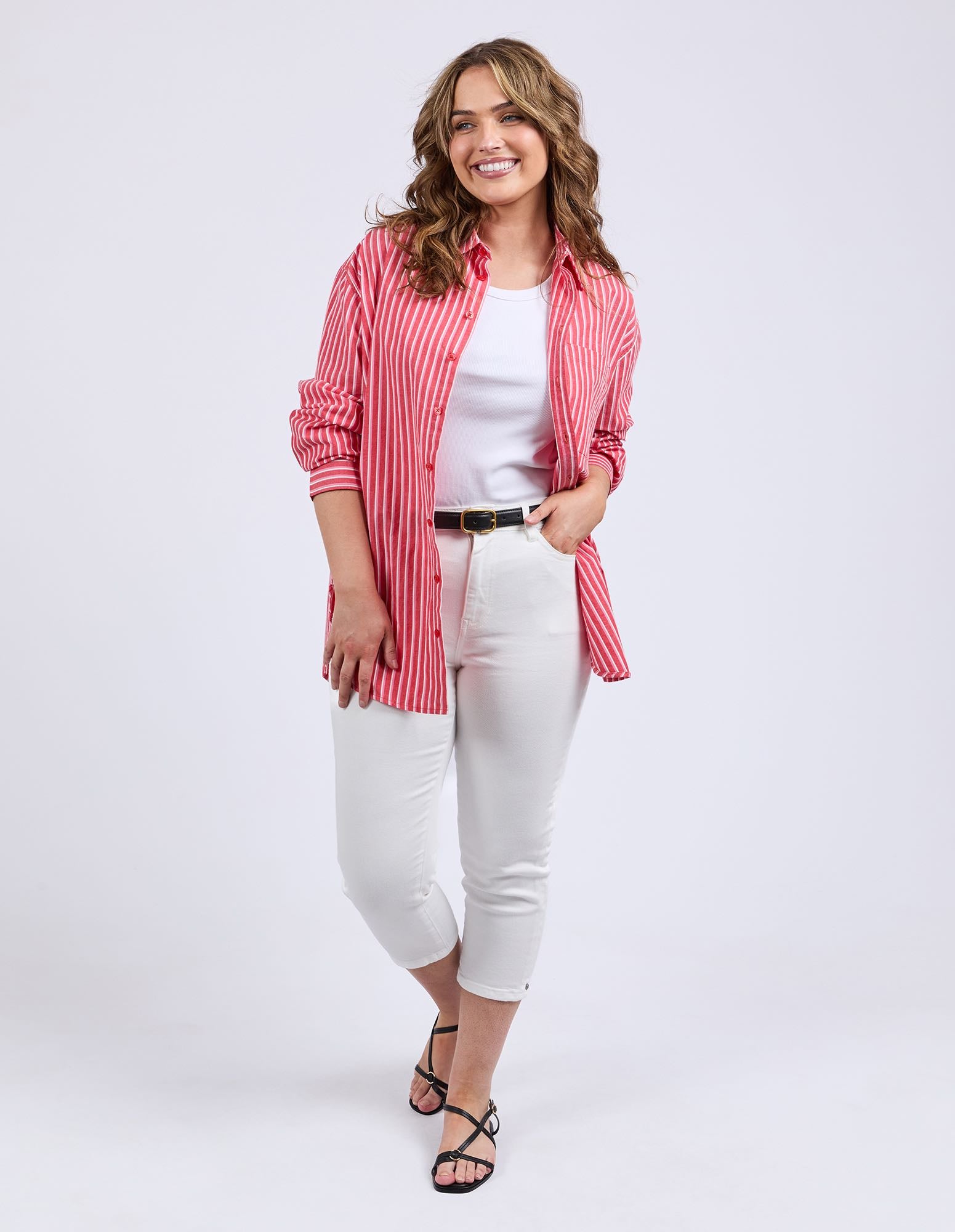 Elm - Frankie Striped Shirt - Cayenne