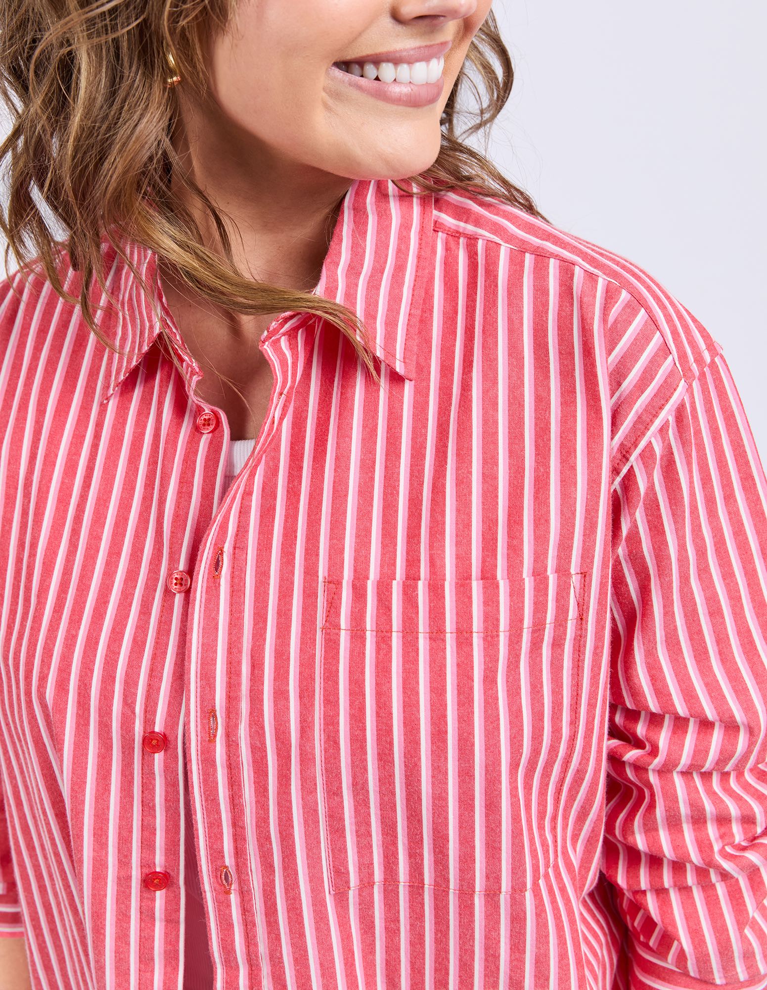 Elm - Frankie Striped Shirt - Cayenne