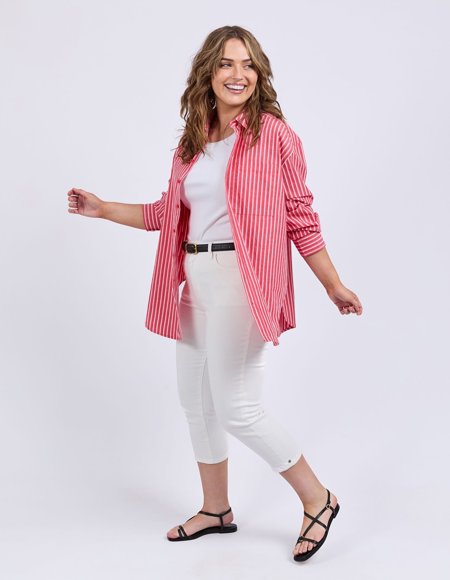 Elm - Frankie Striped Shirt - Cayenne