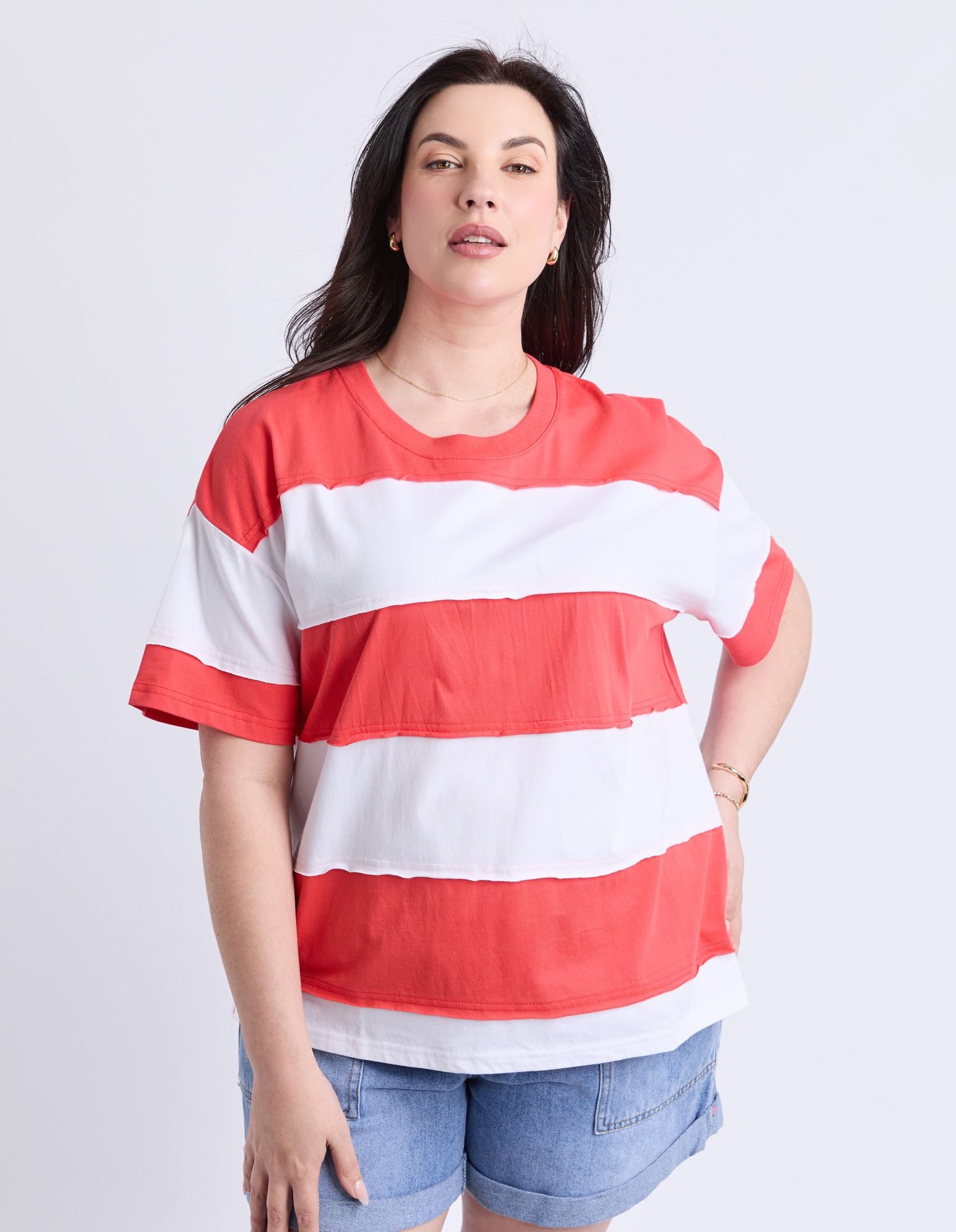 Elm - Bold Stripe Tee - Cayenne
