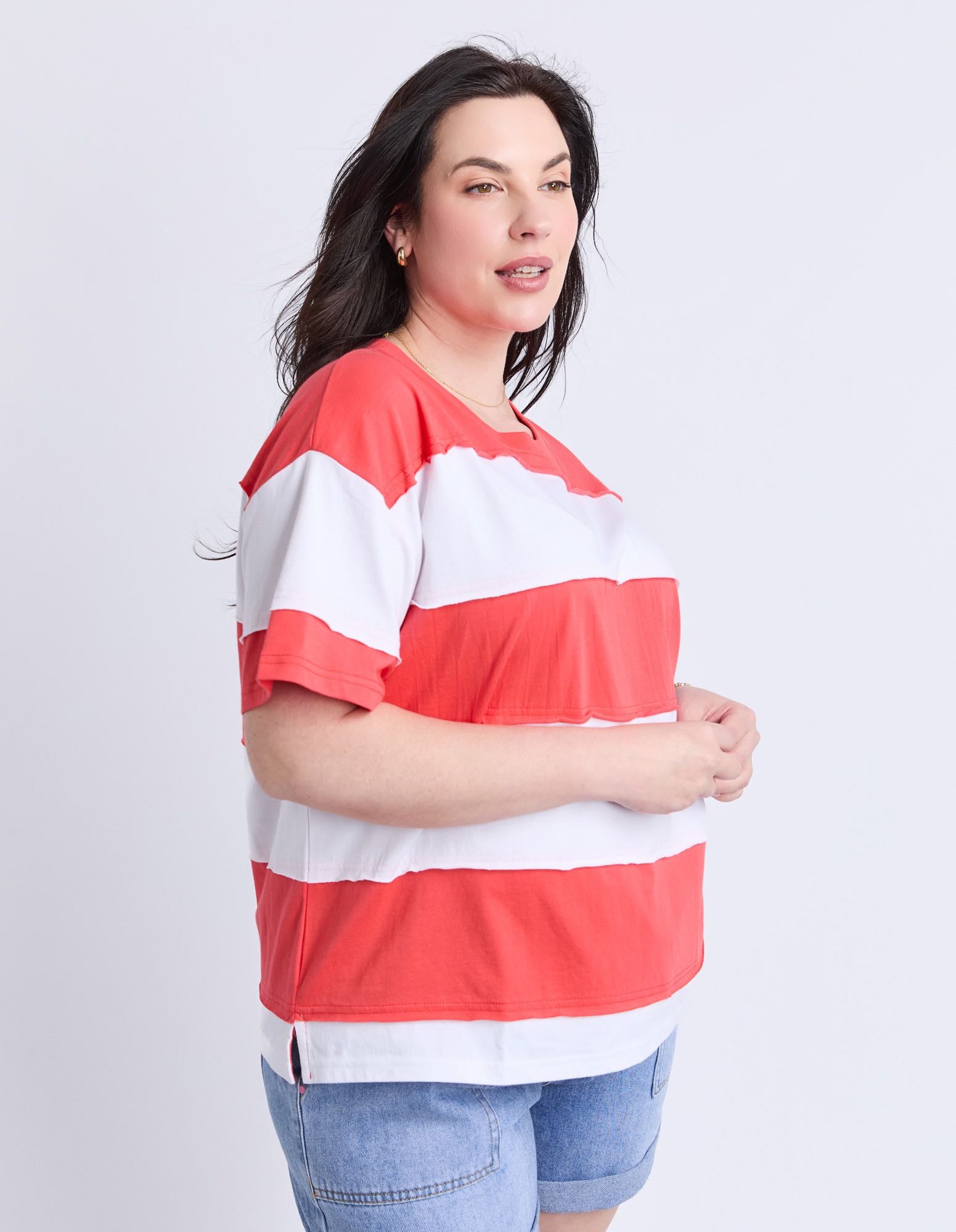 Elm - Bold Stripe Tee - Cayenne