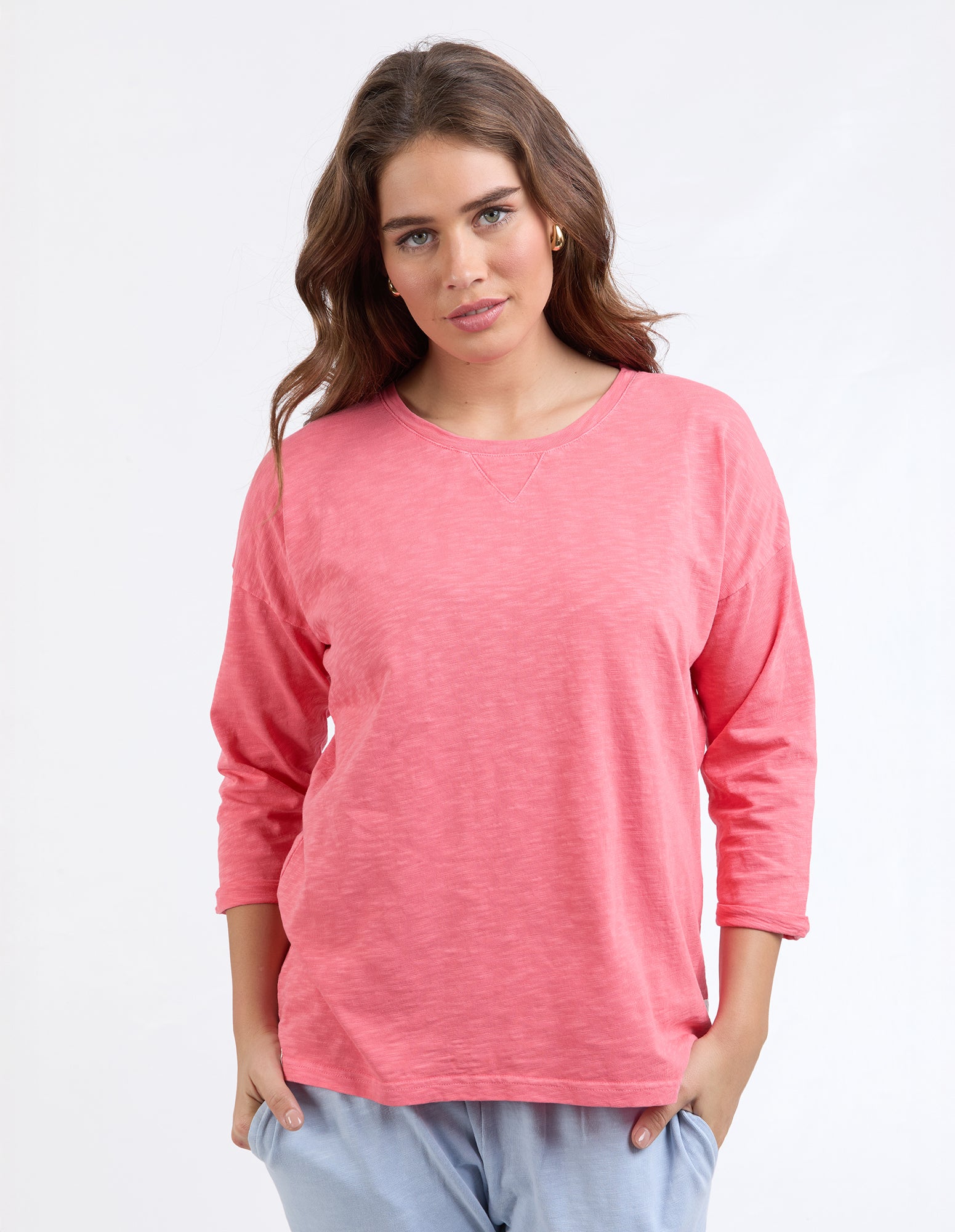 Elm - Annie 3/4 Sleeve Tee - Cosy Coral