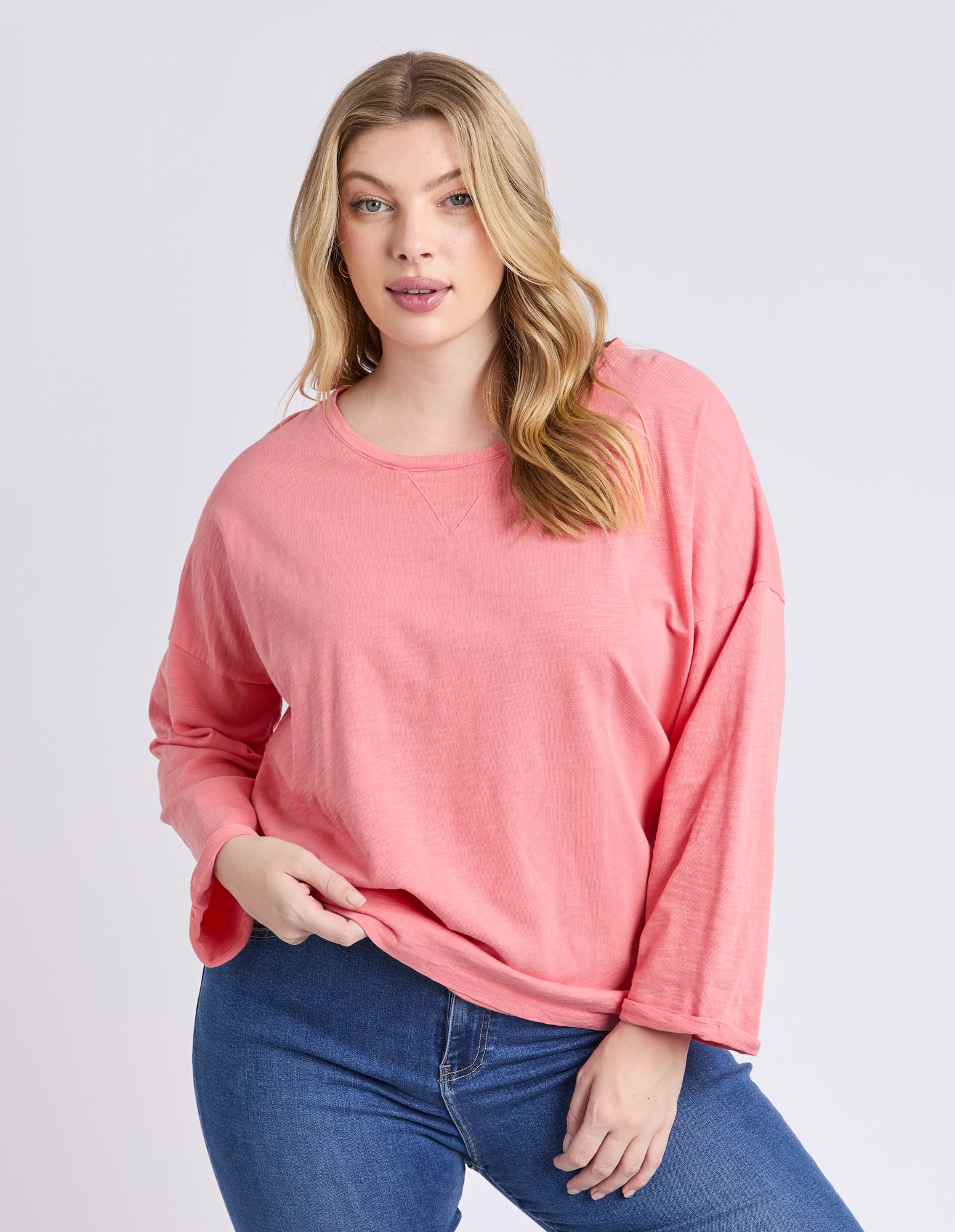 Elm - Annie 3/4 Sleeve Tee - Cosy Coral