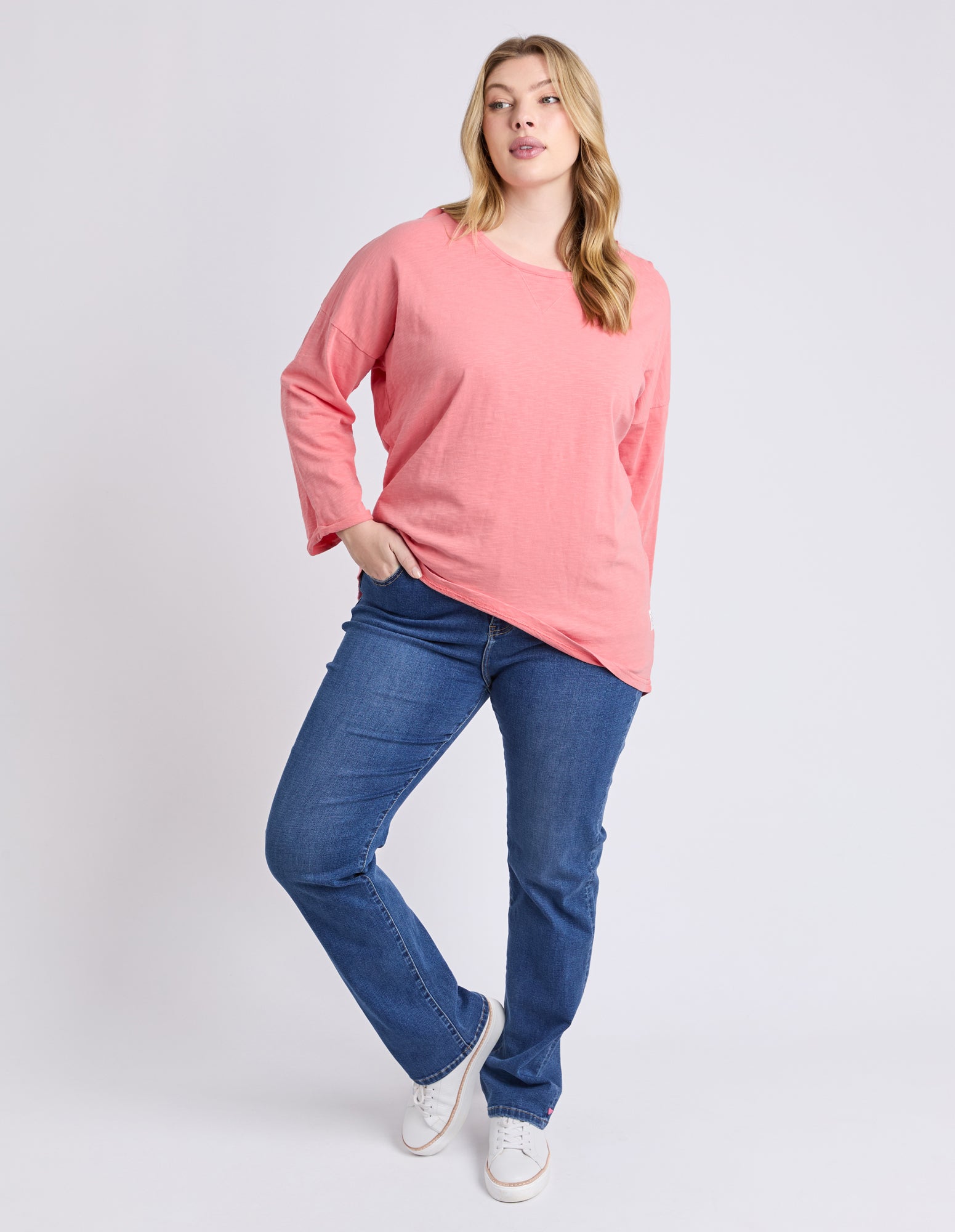Elm - Annie 3/4 Sleeve Tee - Cosy Coral