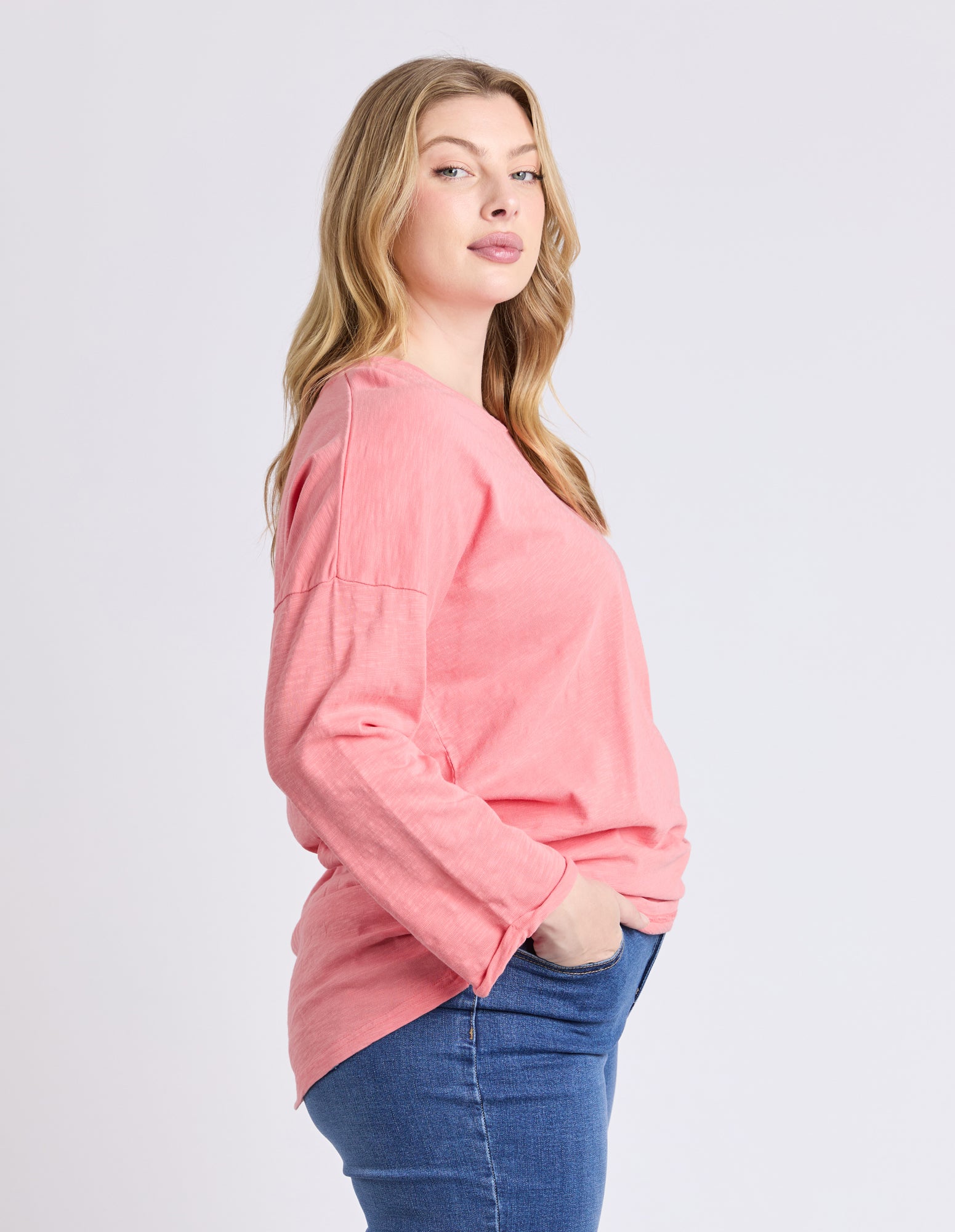 Elm - Annie 3/4 Sleeve Tee - Cosy Coral