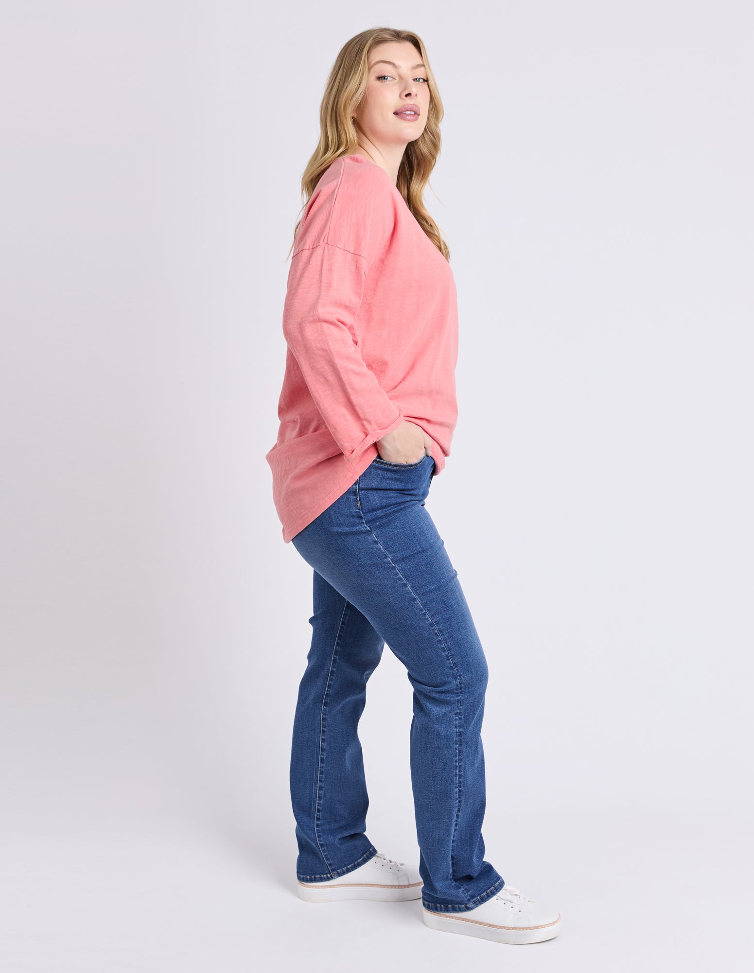 Elm - Annie 3/4 Sleeve Tee - Cosy Coral