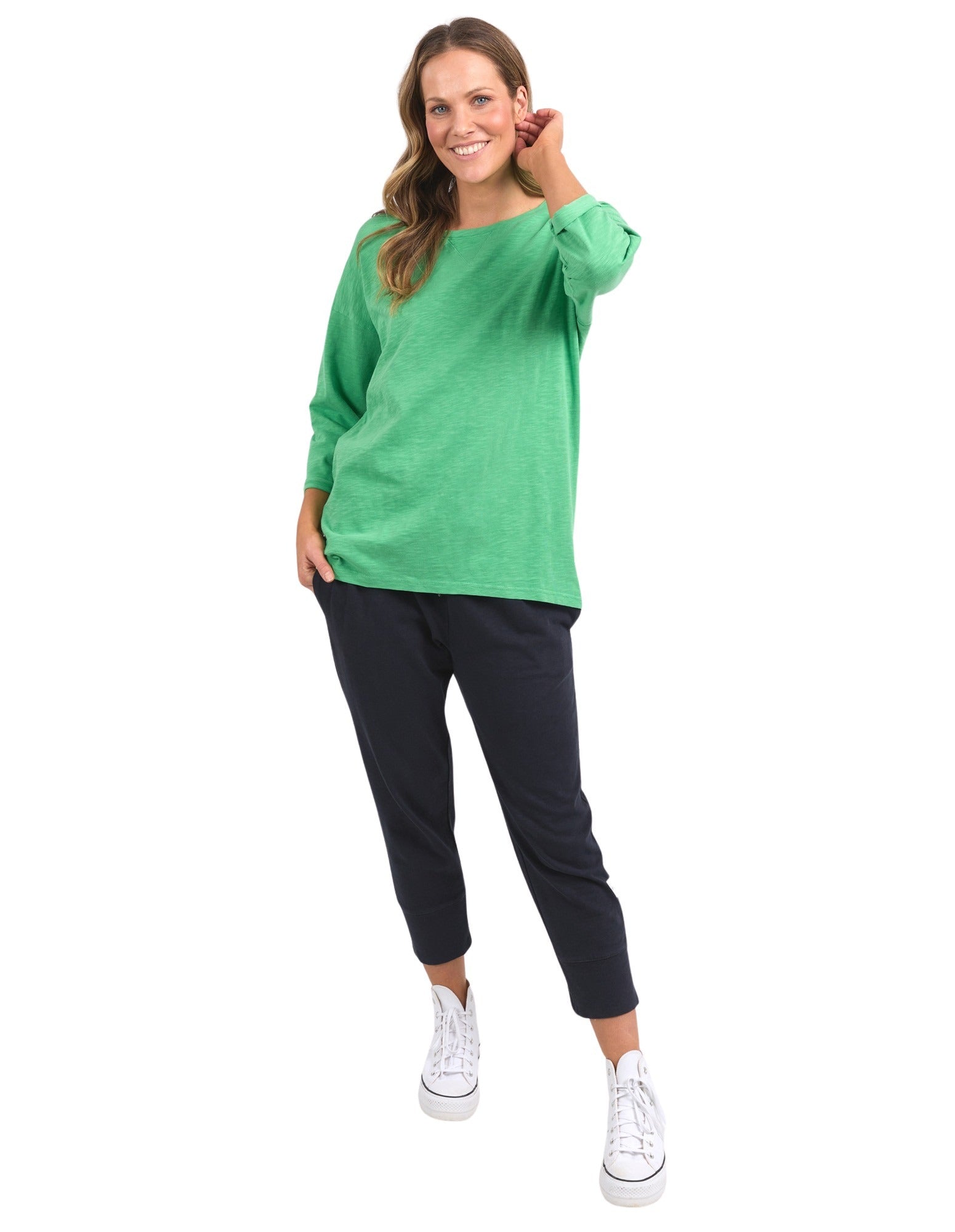 Elm - Annie 3/4 Sleeve Sweat - Greenbriar