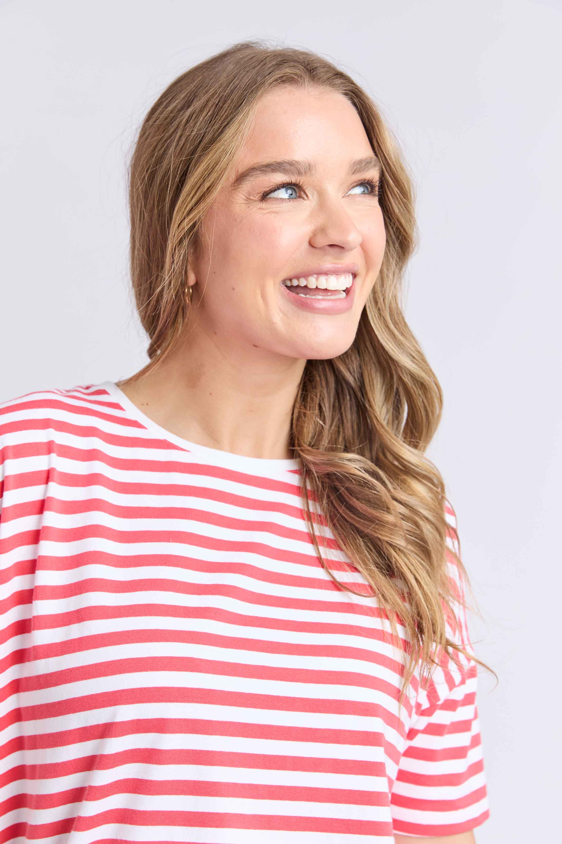 Elm - Lauren Short Sleeve Tee - Cayenne & White Stripe