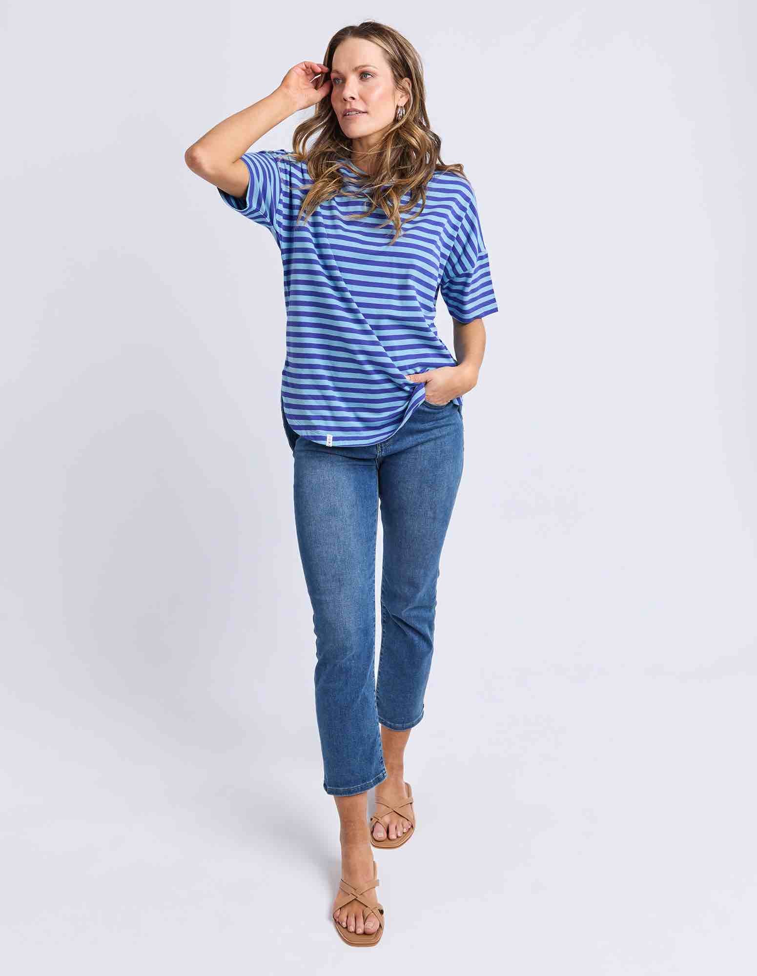 Elm - Lauren Short Sleeve Tee - Ocean Blue Stripe