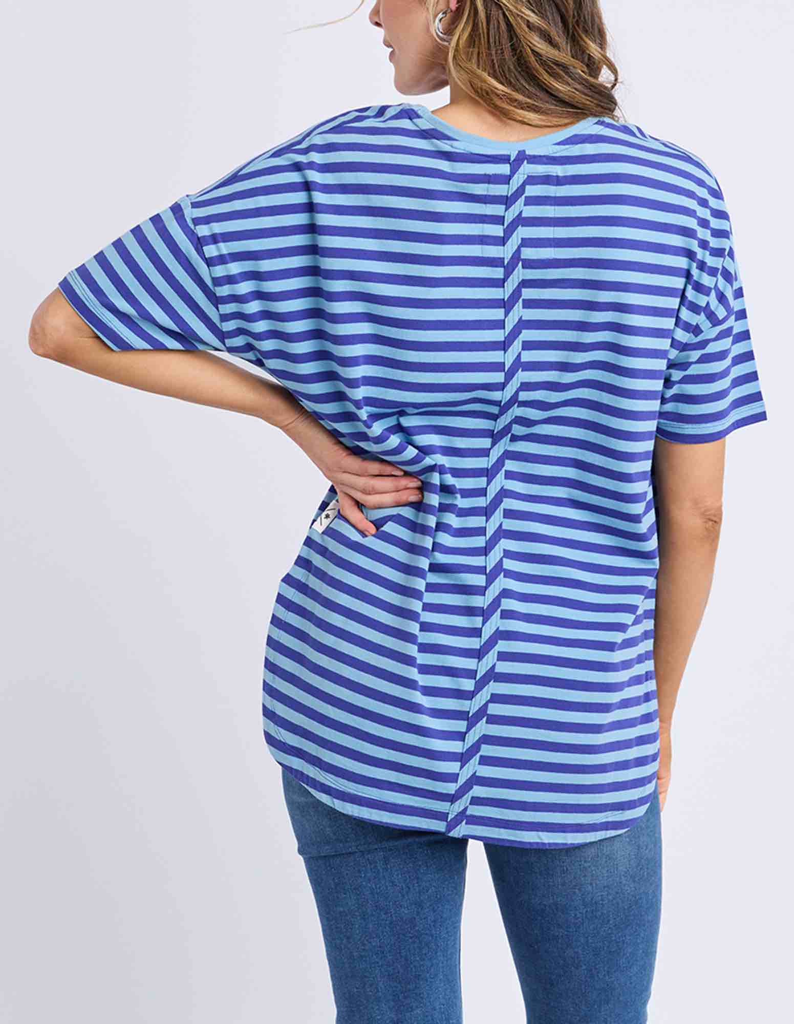 Elm - Lauren Short Sleeve Tee - Ocean Blue Stripe