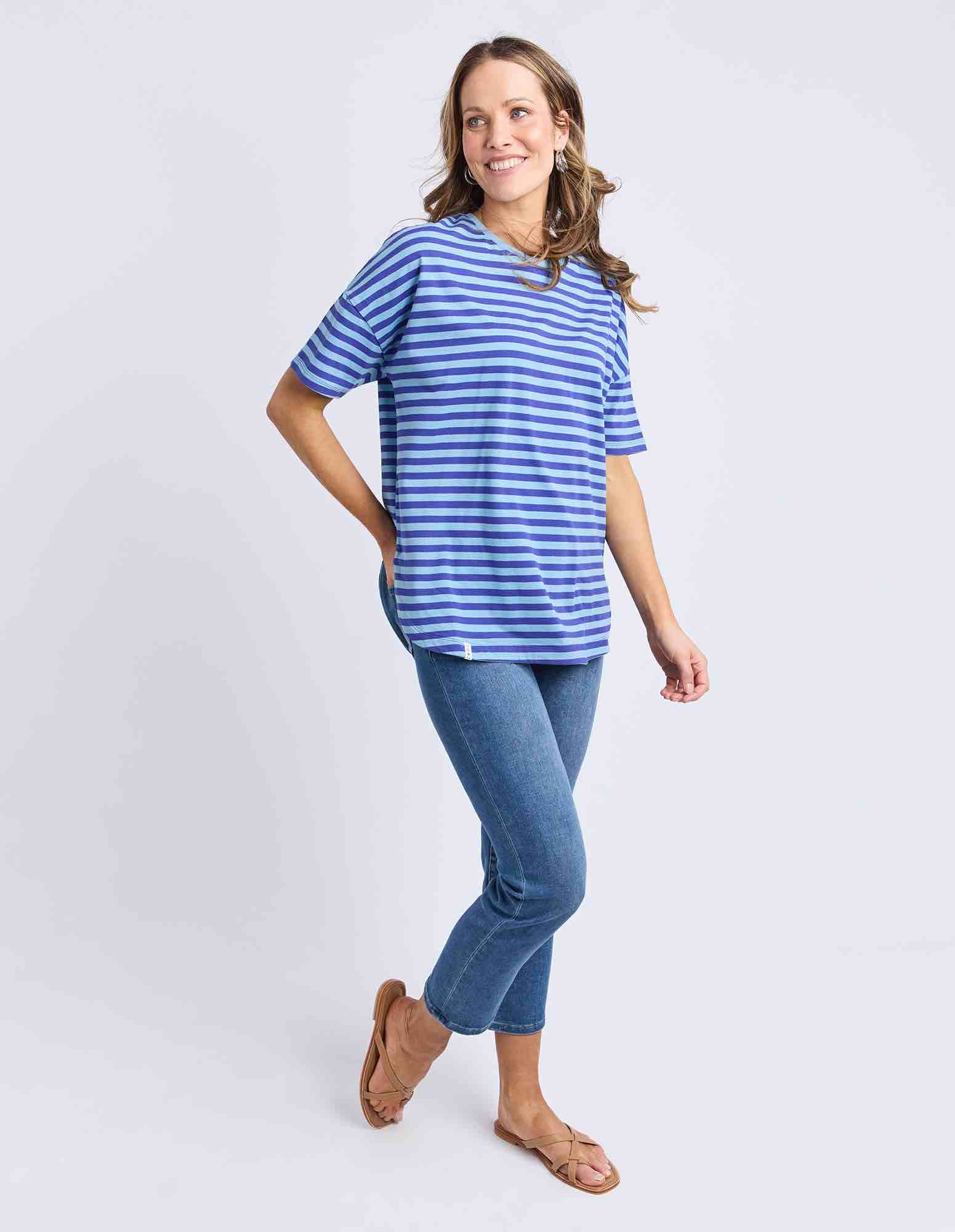 Elm - Lauren Short Sleeve Tee - Ocean Blue Stripe