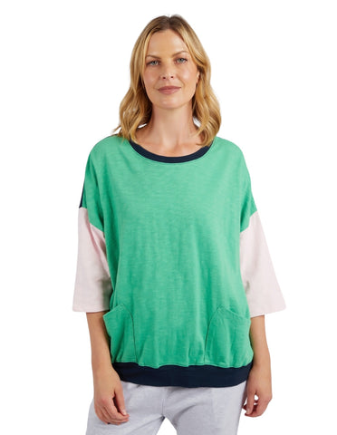 Elm - Mazie Colour Block Sweat - Greenbriar