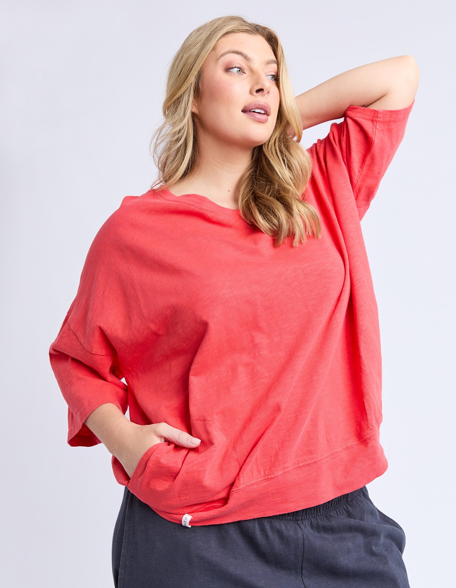 Elm - Mazie Vee Neck Sweat - Cayenne