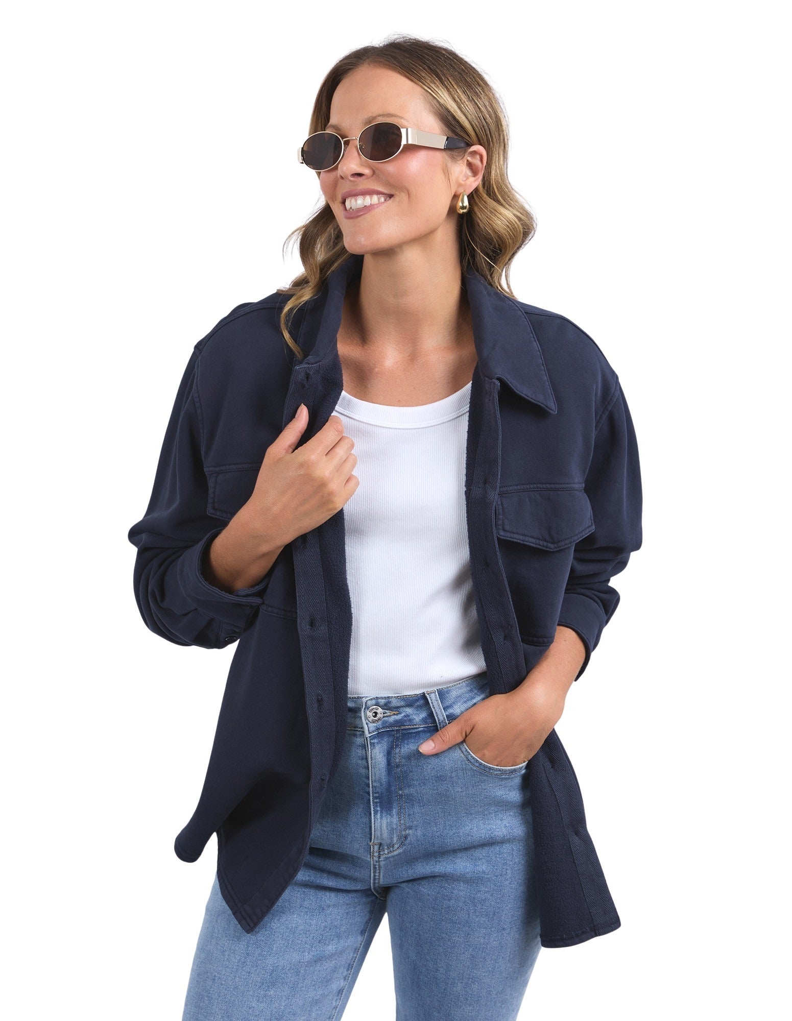Elm - Poppy Fleece Shacket - Navy