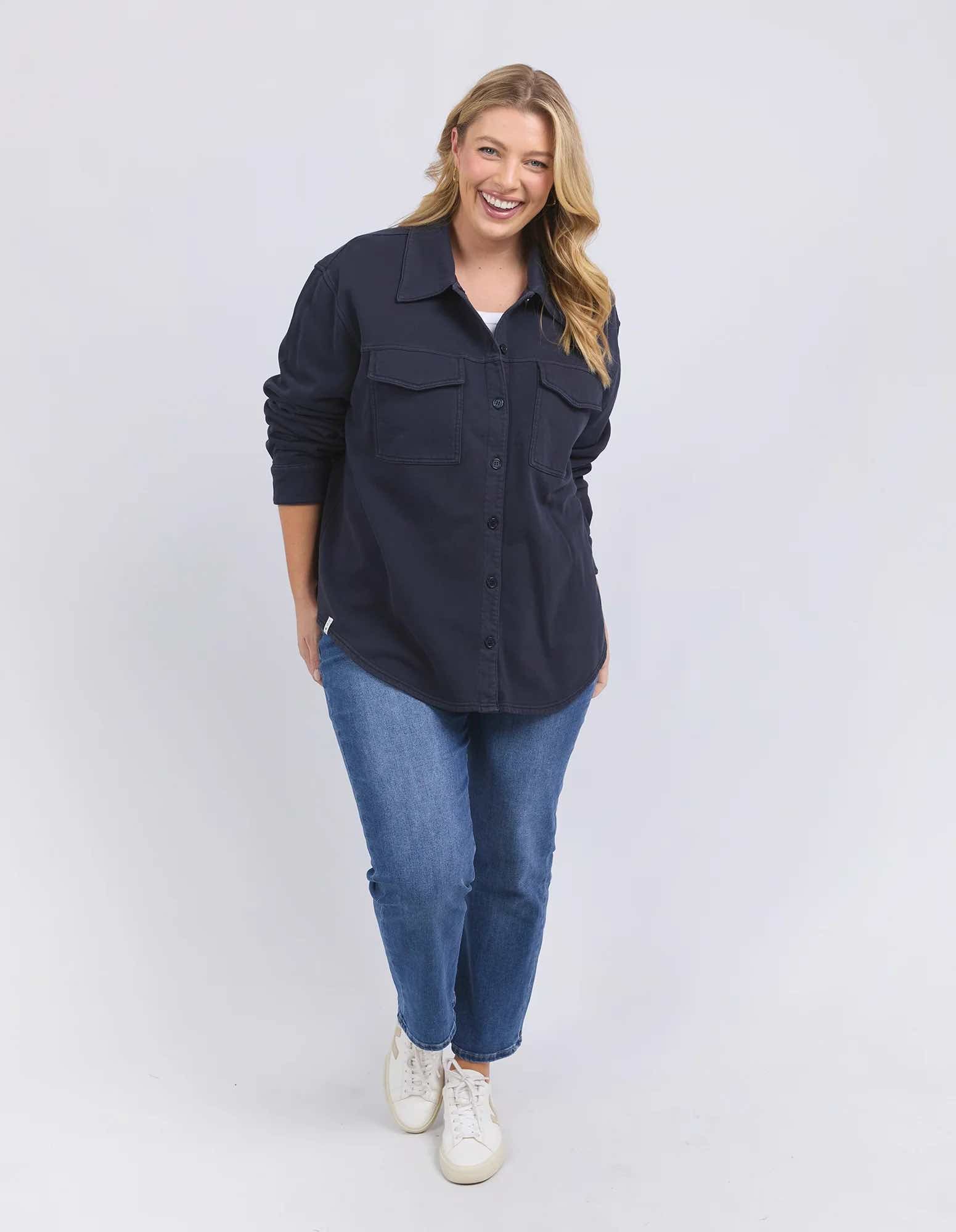 Elm - Poppy Fleece Shacket - Navy
