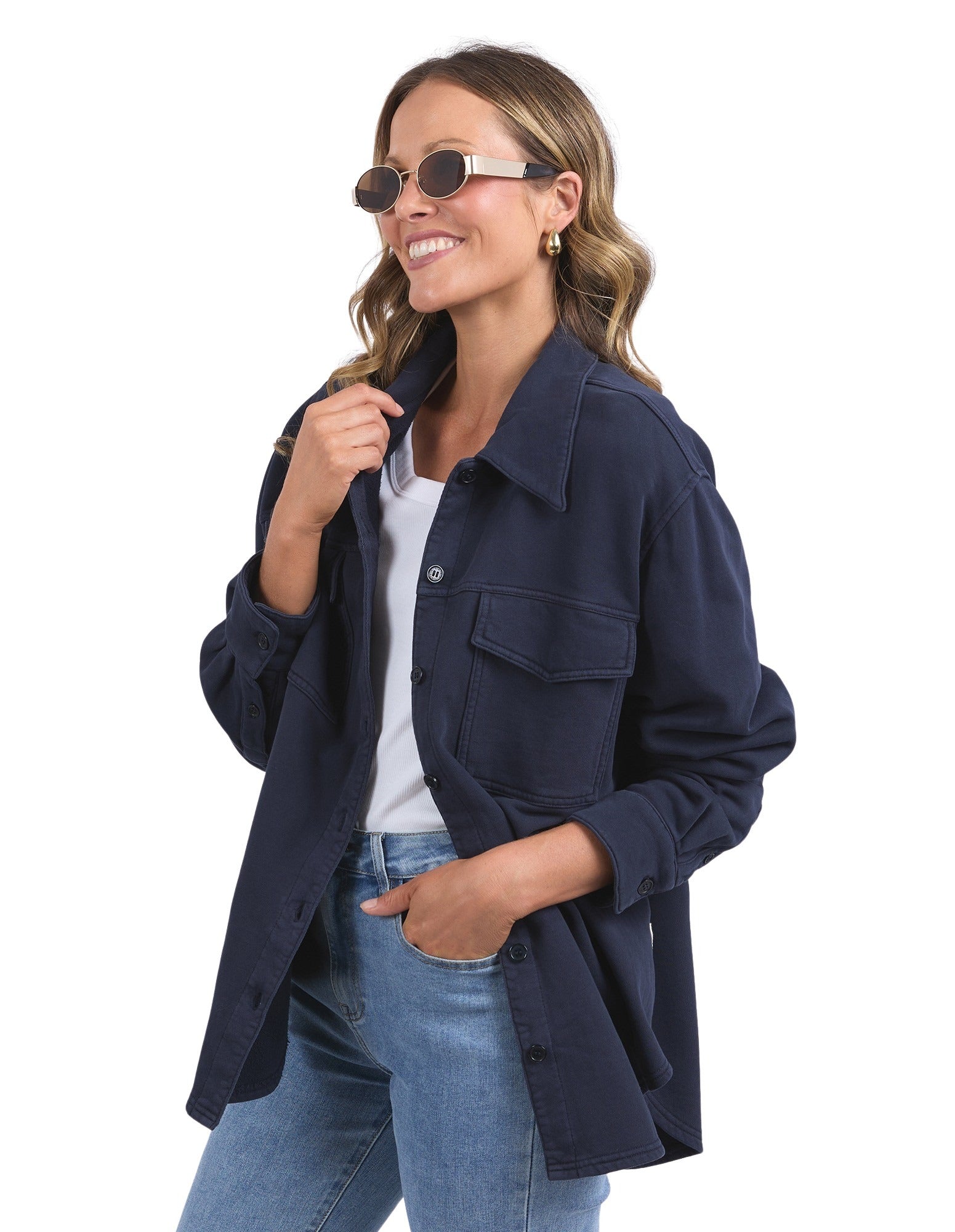 Elm - Poppy Fleece Shacket - Navy