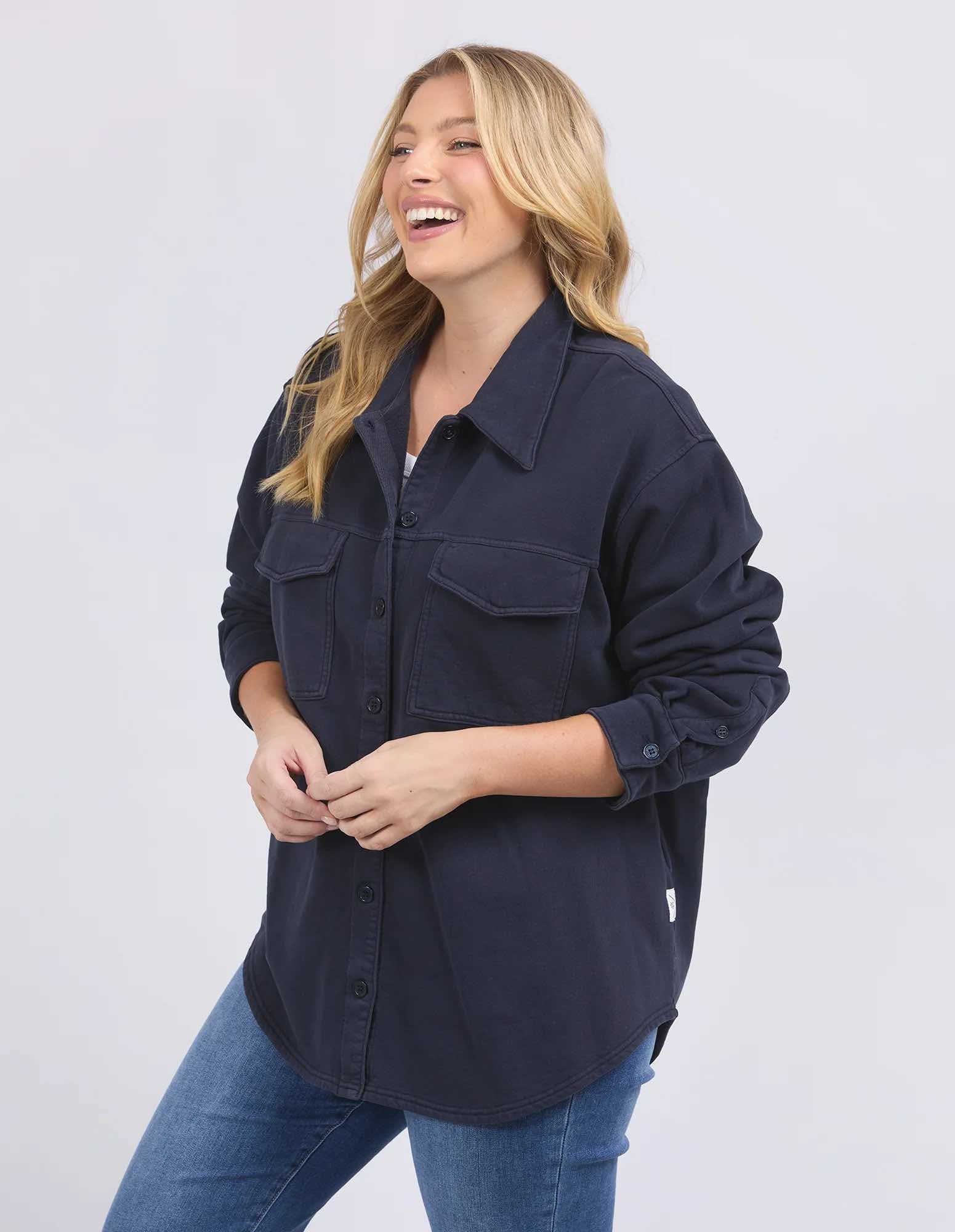 Elm - Poppy Fleece Shacket - Navy