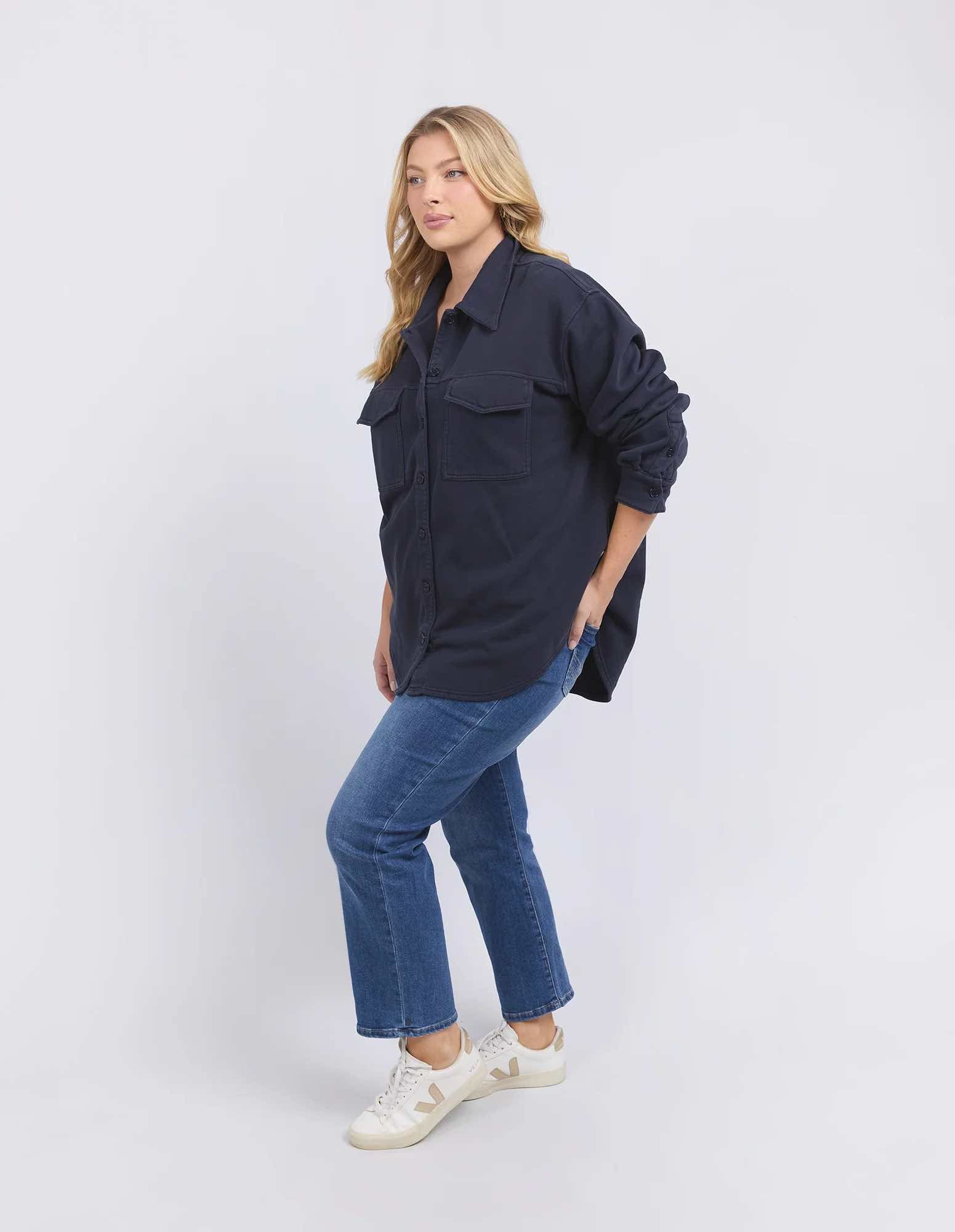 Elm - Poppy Fleece Shacket - Navy
