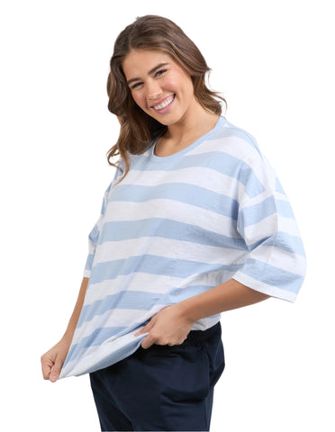 Mazie Block Stripe Sweat Sky