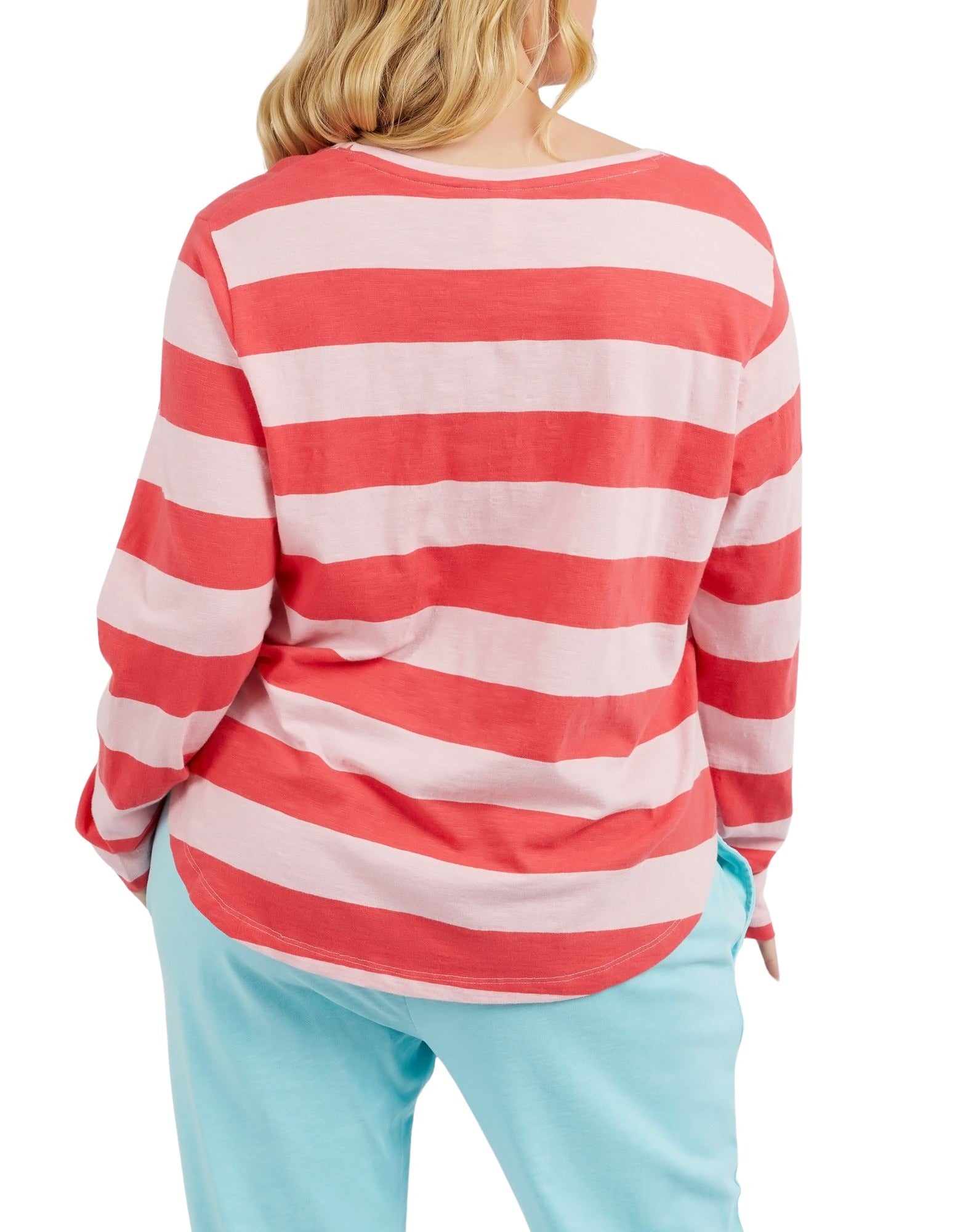 Elm - Spritz Stripe L/S Tee - Coral Spritz