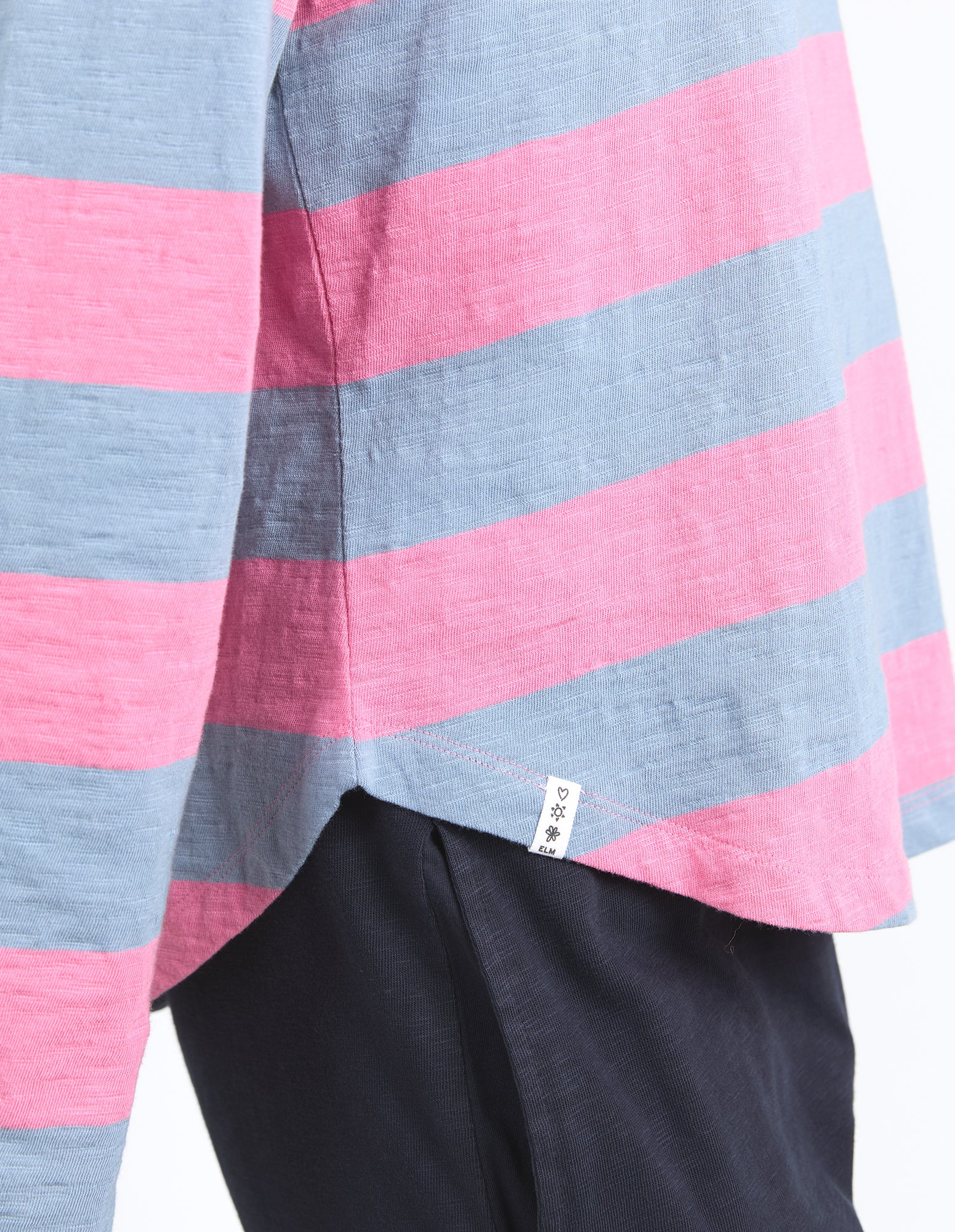Elm - Spritz Long Sleeve Stripe Tee - Geranium Pink/Steel Blue