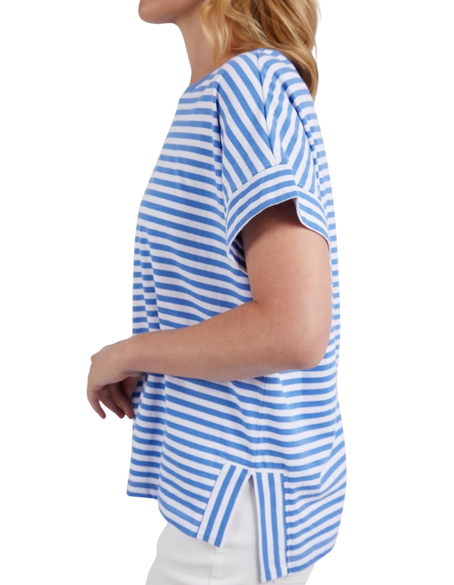 Elm - Yarra Short Sleeve Stripe Tee - Cerulean Blue