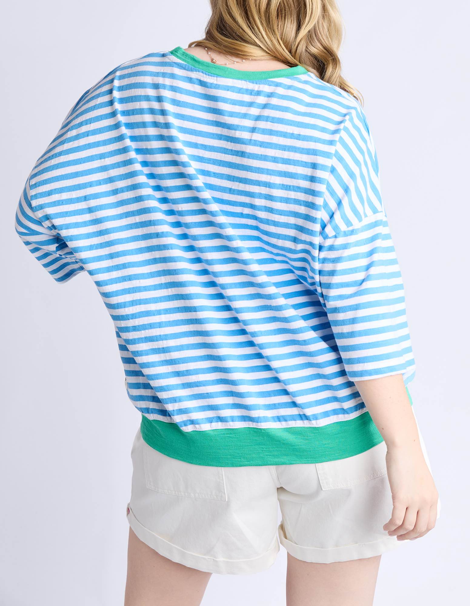 Elm - Mazie Stripe Ringer Sweat - Azure / White - NEW COLOUR!