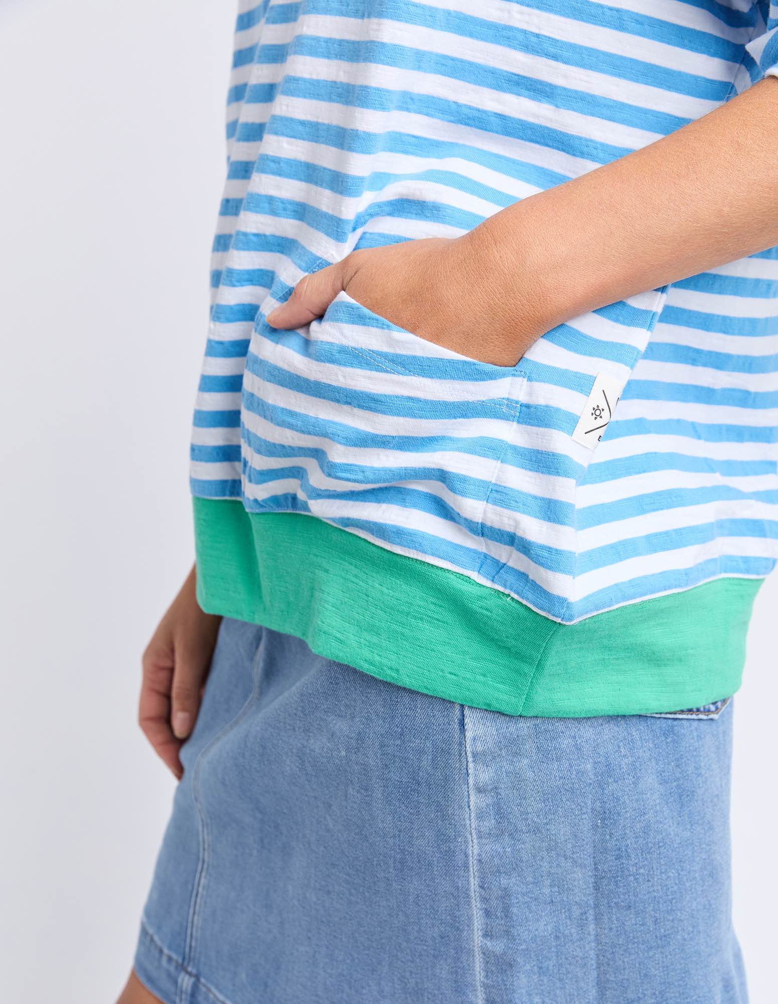 Elm - Mazie Stripe Ringer Sweat - Azure / White - NEW COLOUR!