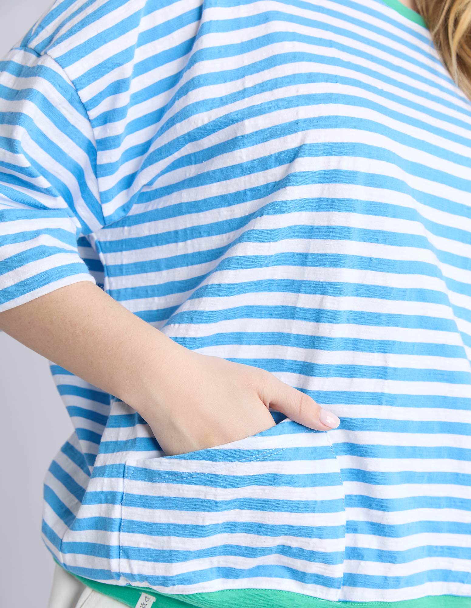 Elm - Mazie Stripe Ringer Sweat - Azure / White - NEW COLOUR!