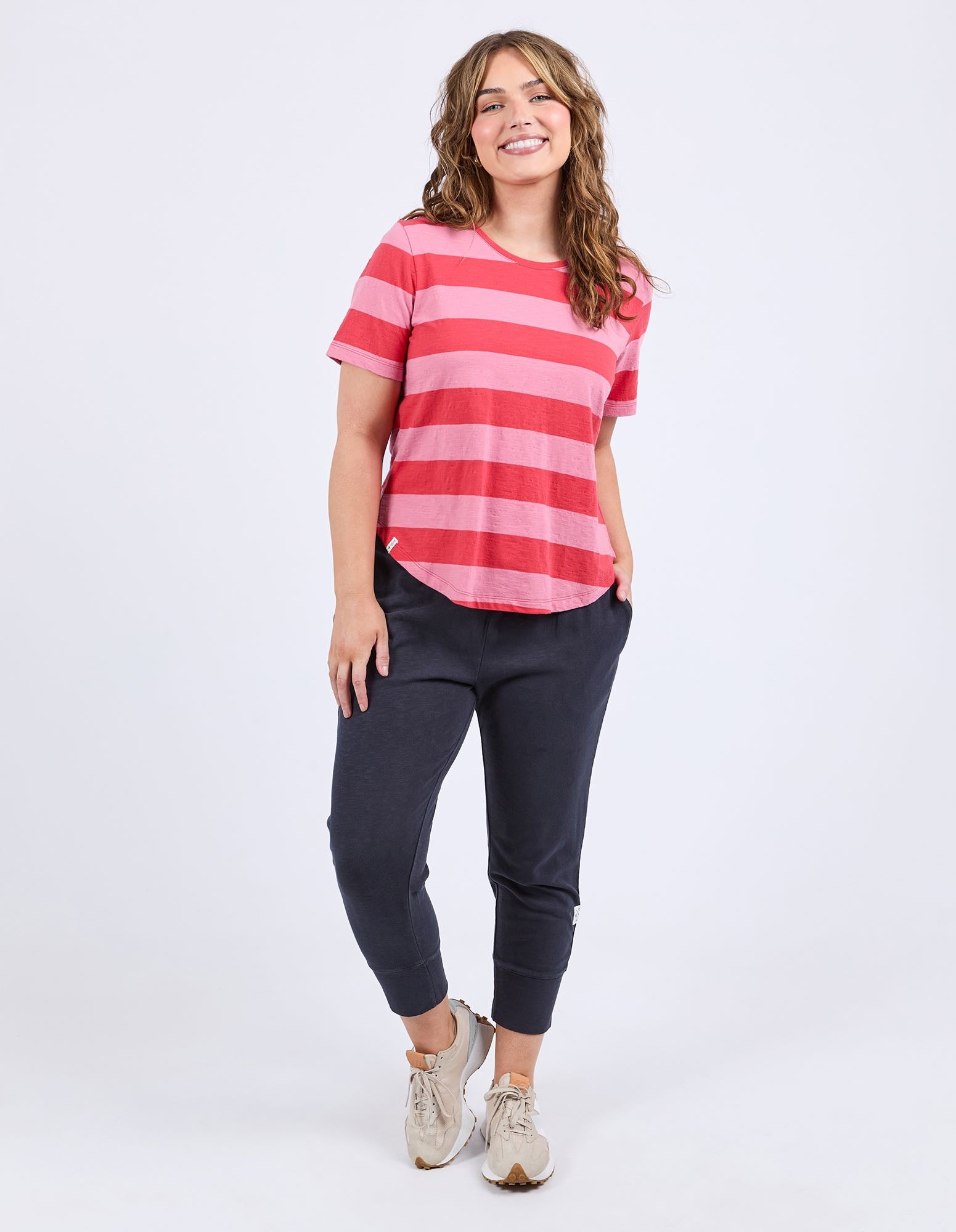 Elm - Spritz Short Sleeve Stripe Tee - Cayenne / Pink