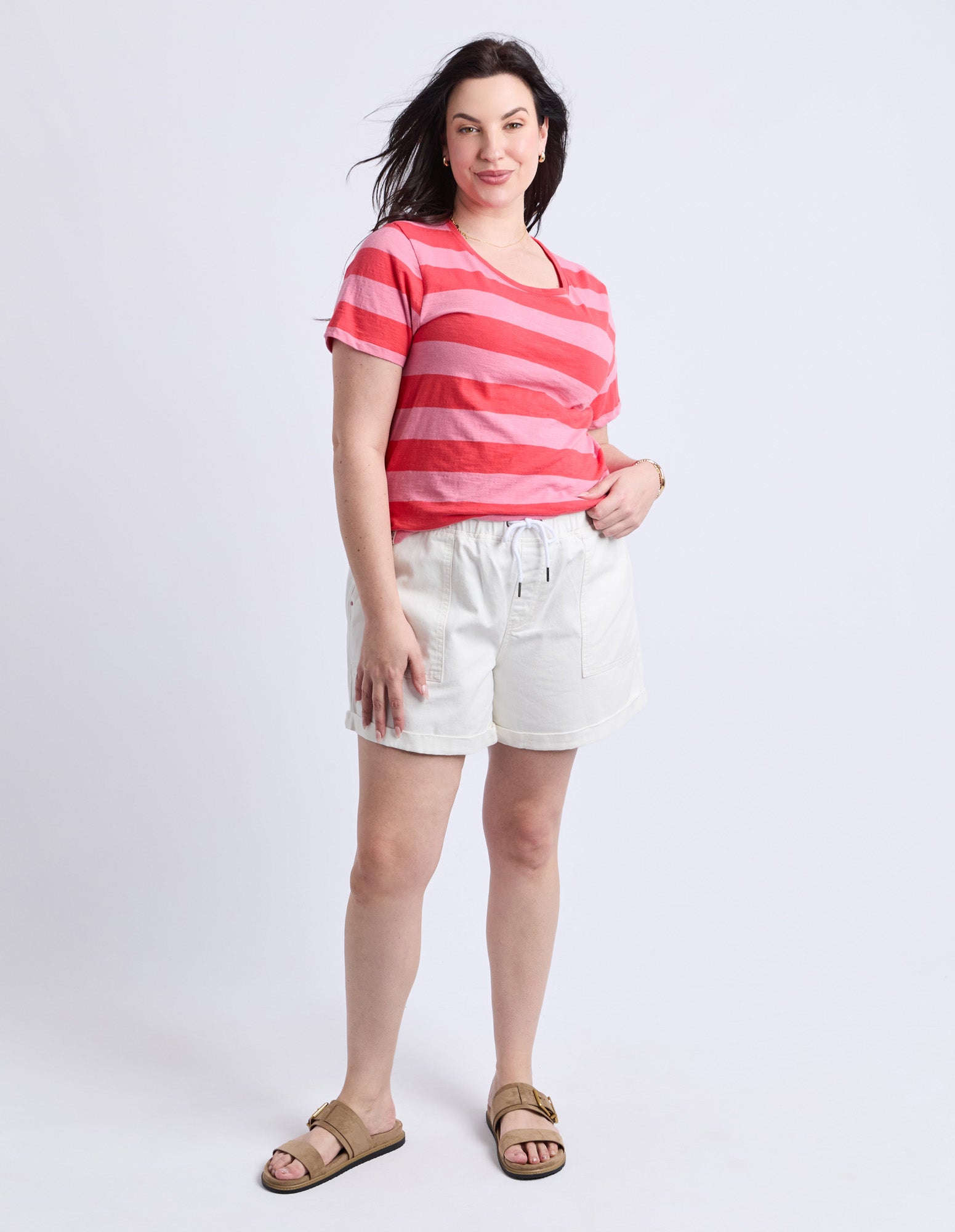 Elm - Spritz Short Sleeve Stripe Tee - Cayenne / Pink