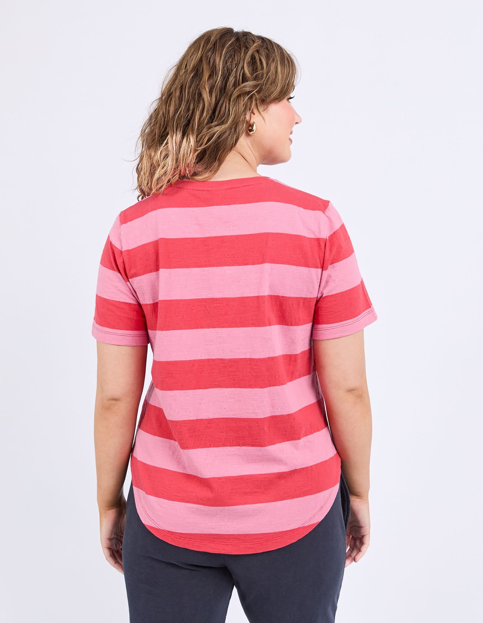 Elm - Spritz Short Sleeve Stripe Tee - Cayenne / Pink