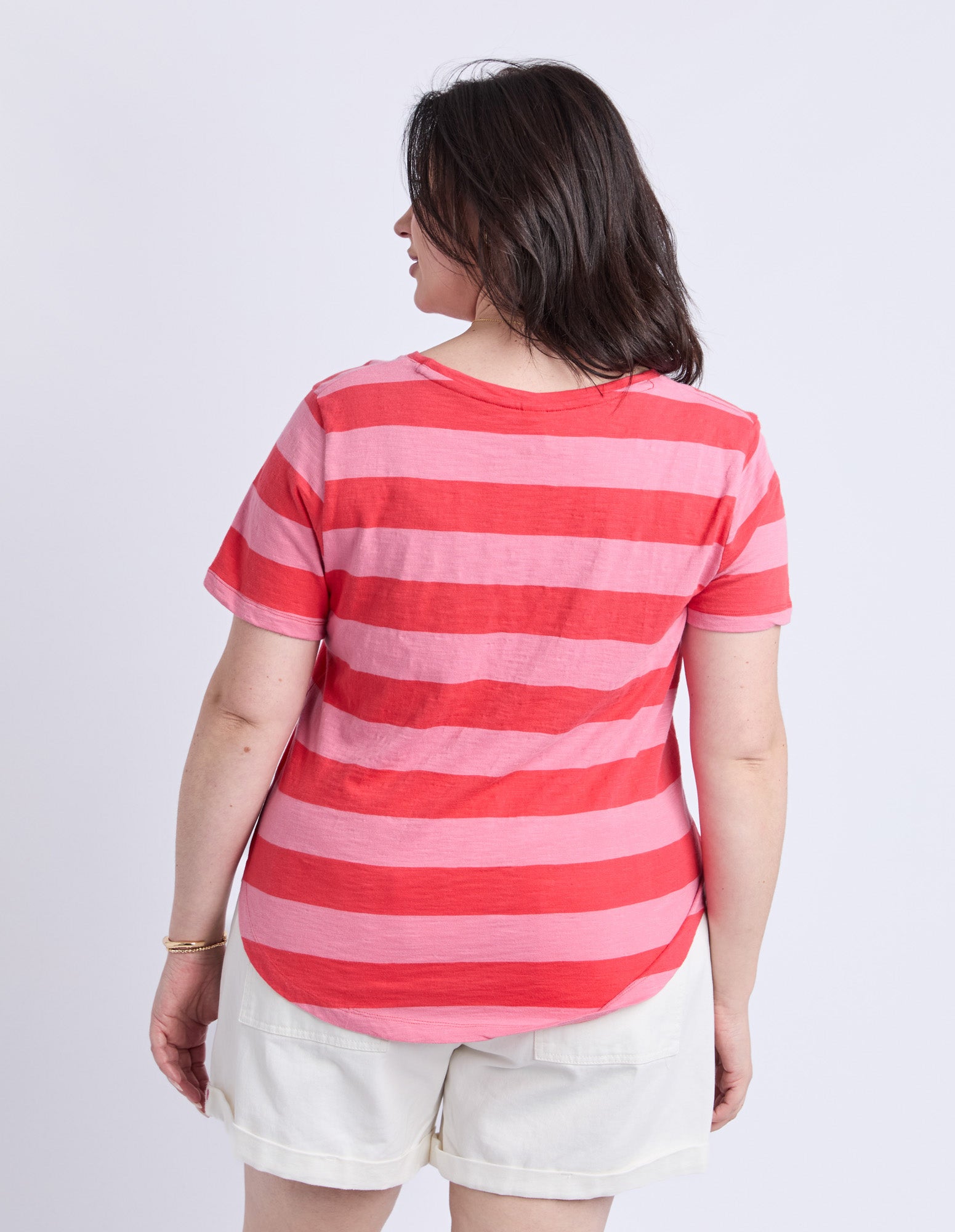 Elm - Spritz Short Sleeve Stripe Tee - Cayenne / Pink