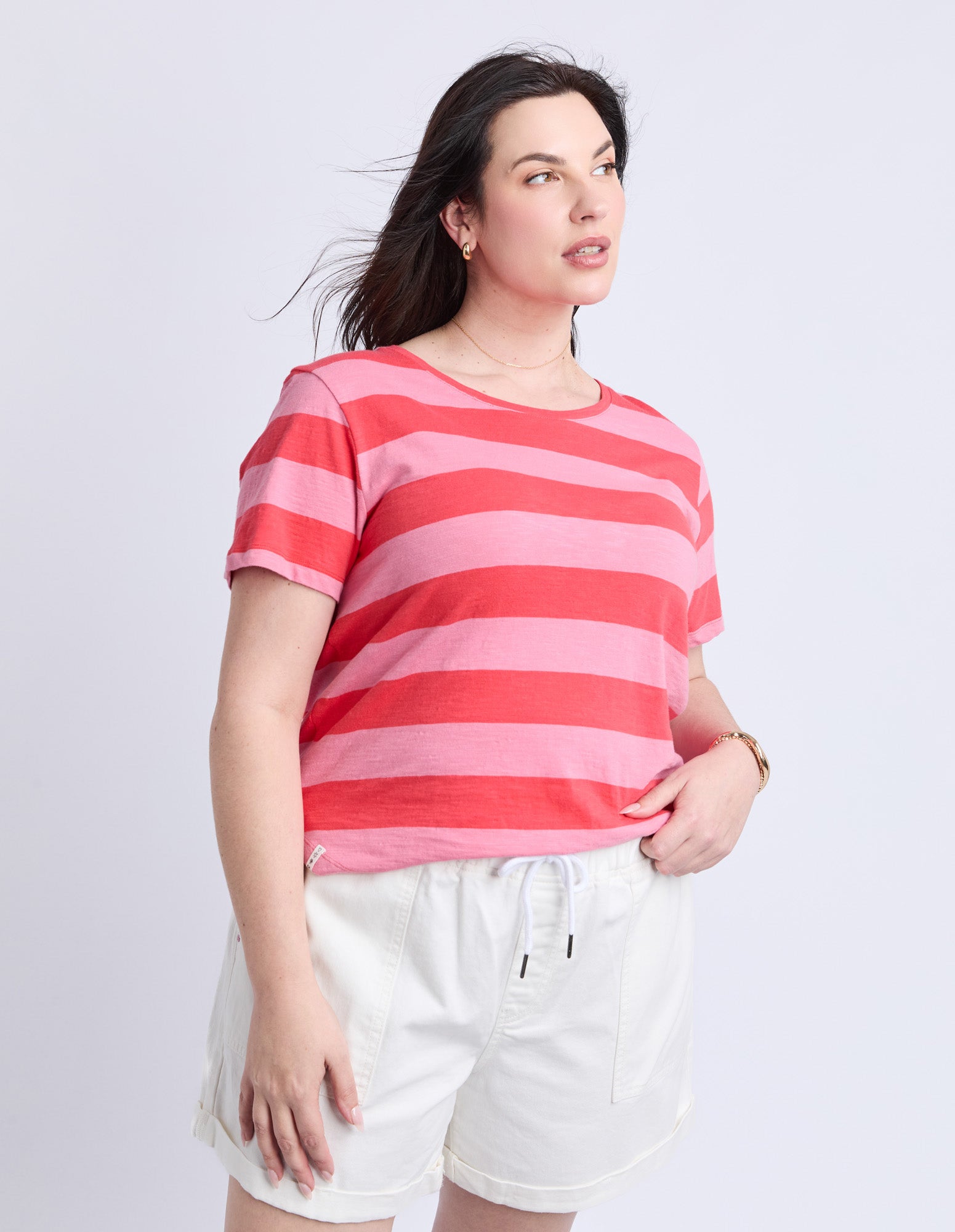 Elm - Spritz Short Sleeve Stripe Tee - Cayenne / Pink