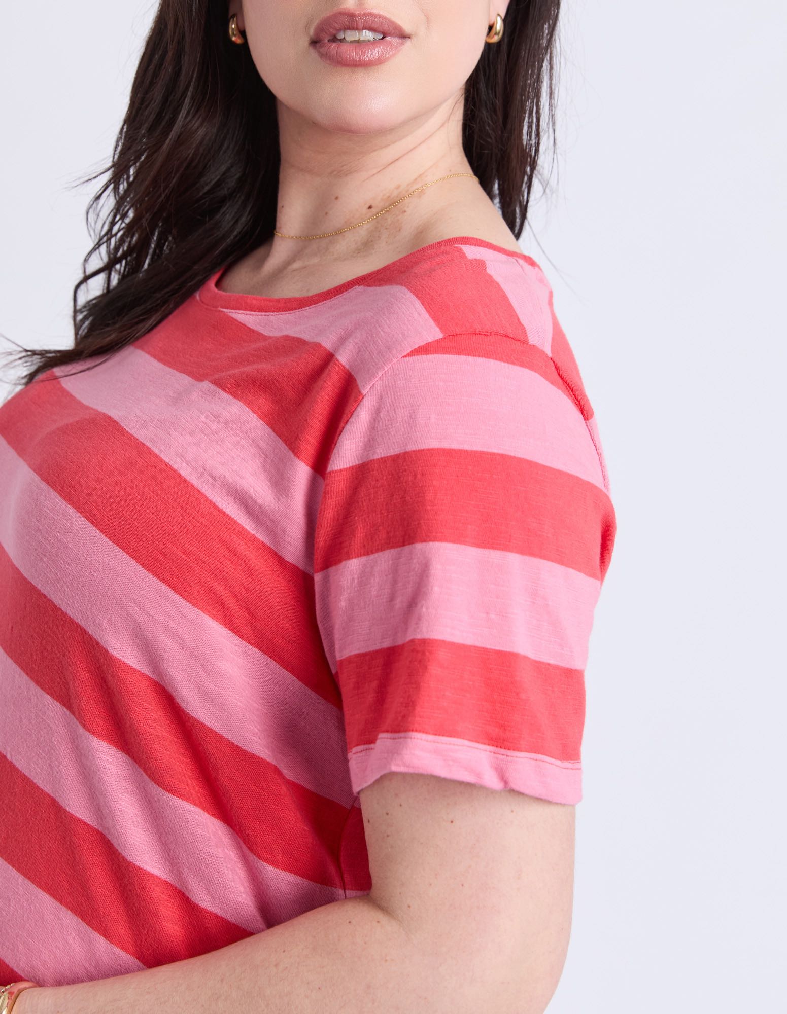 Elm - Spritz Short Sleeve Stripe Tee - Cayenne / Pink