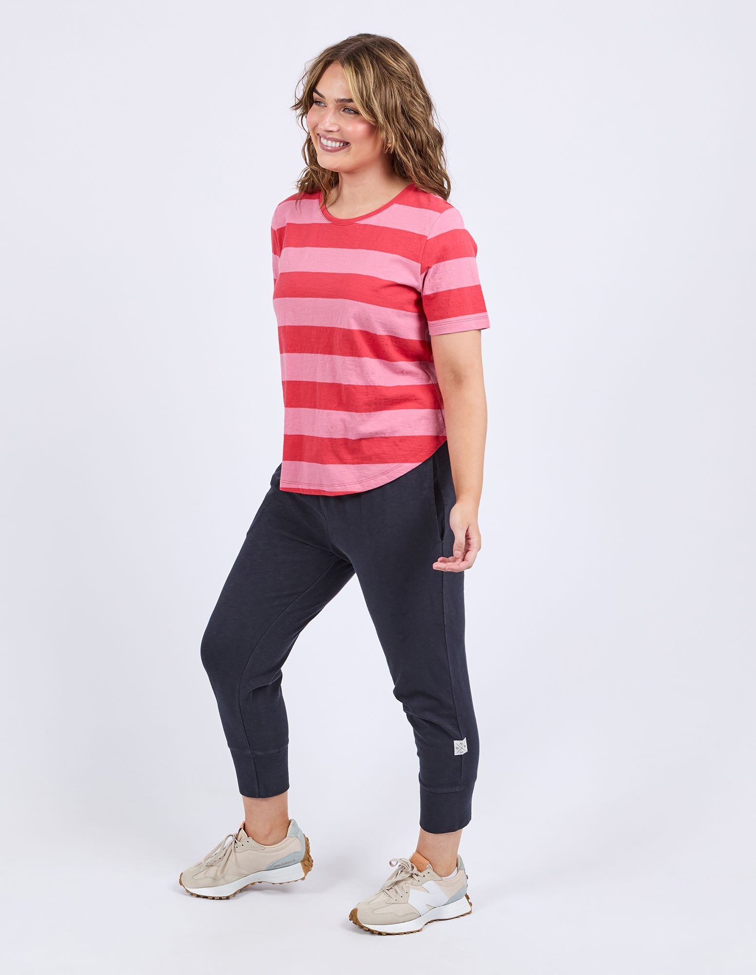 Elm - Spritz Short Sleeve Stripe Tee - Cayenne / Pink